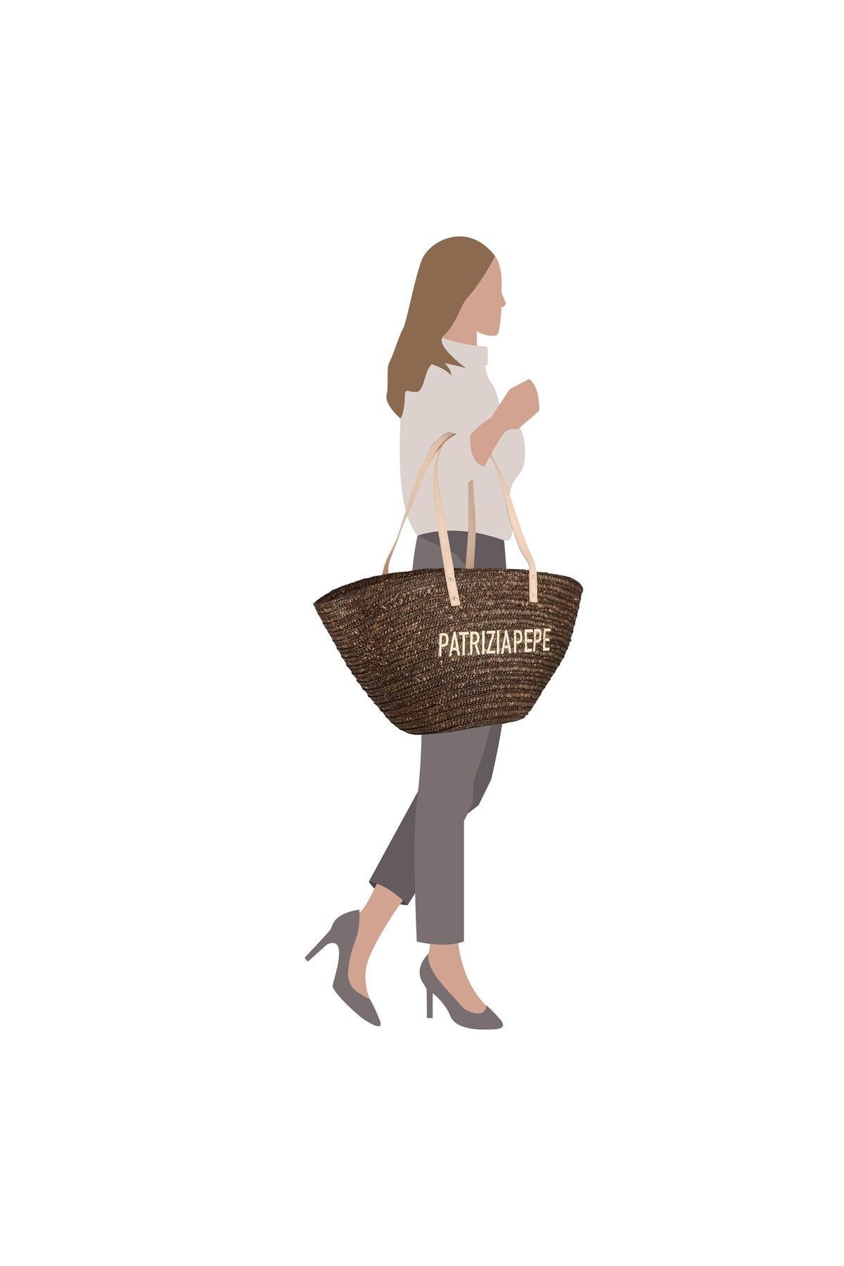 Patrizia Pepe-Sommer Stroh Shopper Tasche 51 cm 7