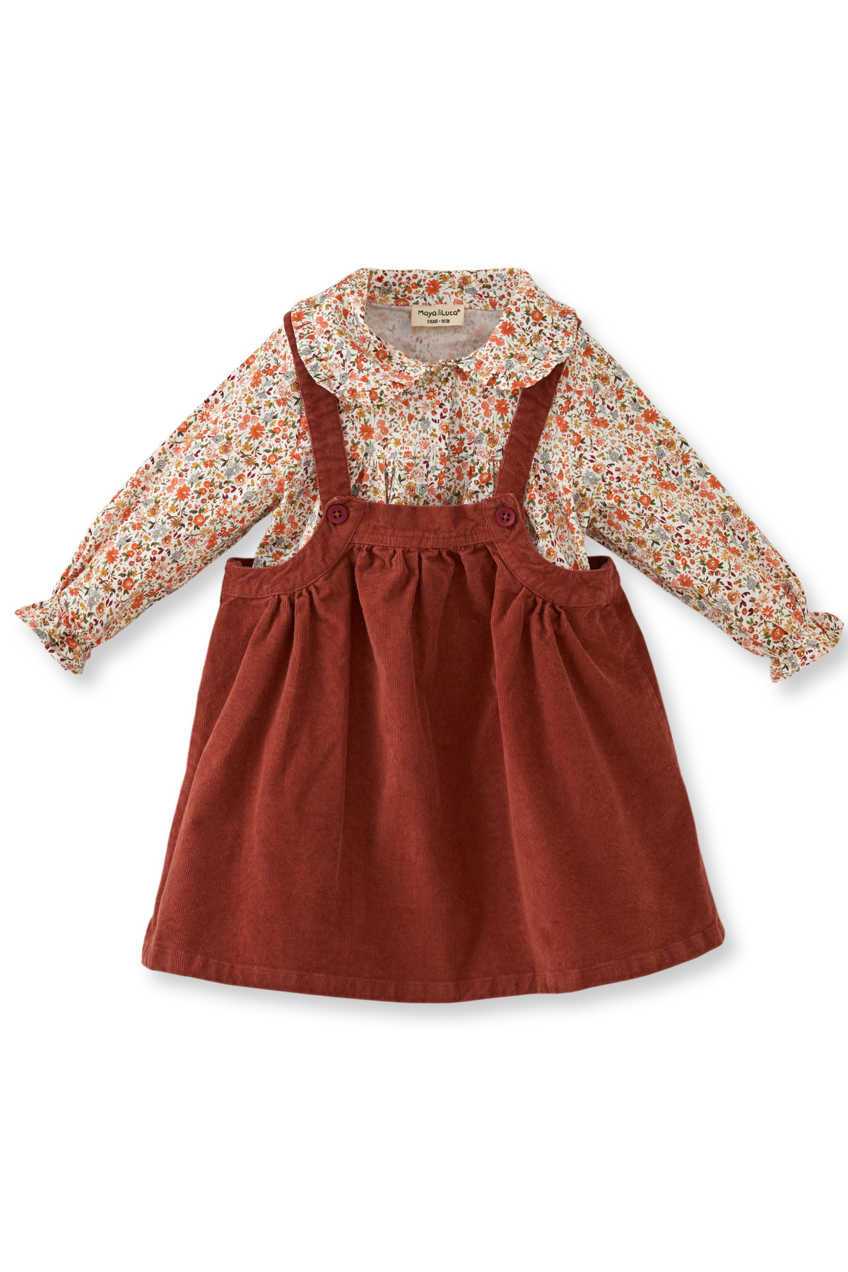 Maya And Luca Kız Çocuk İkili Takım Jile Gömlek Çiçekli %100 Pamuk fotoğrafı 2 (önizleme)
