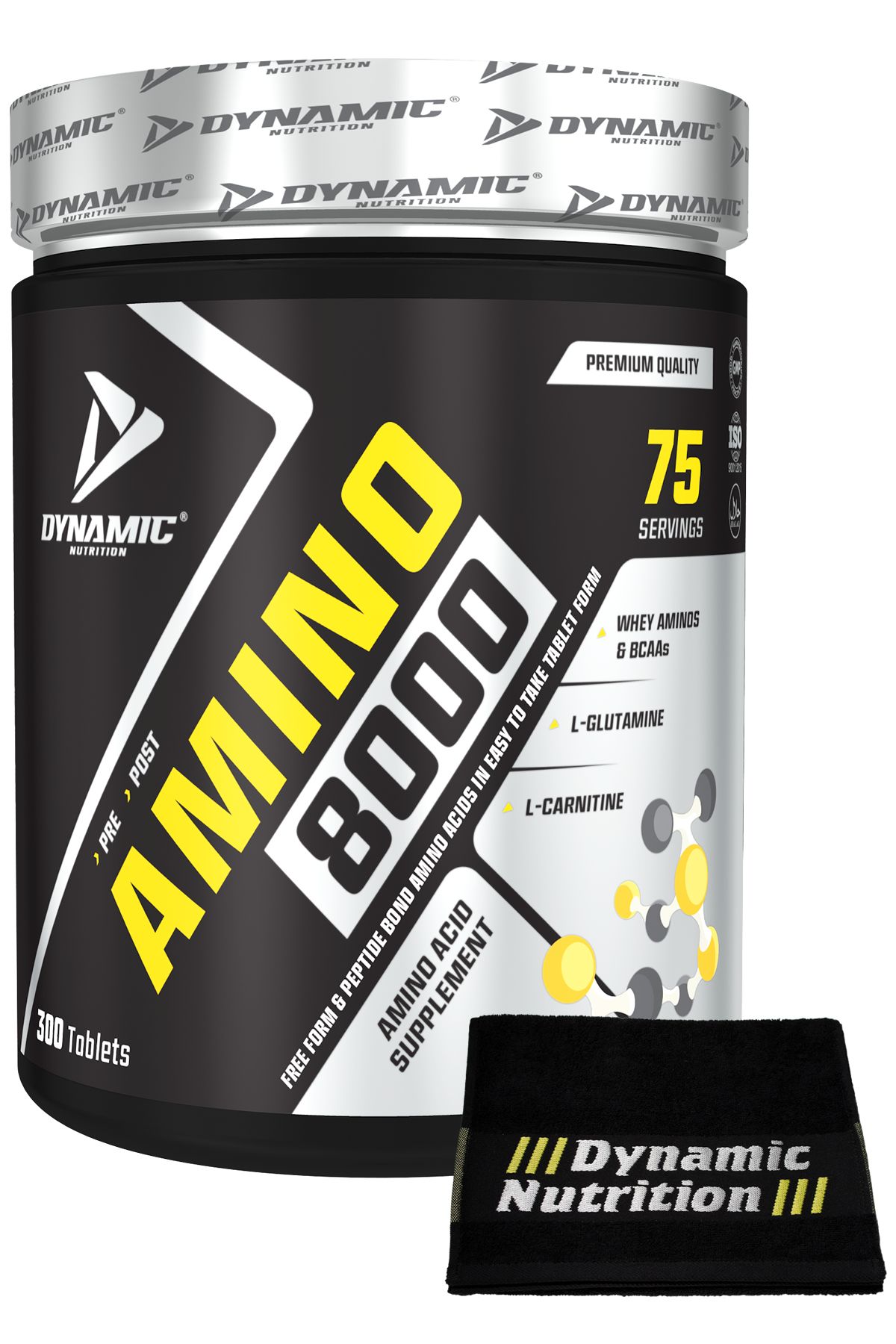 Dynamic Nutrition Amino 8000 - 300 Tablet - 75 Servis - Spor Havlu Hediyeli - Amino Asit Tablet