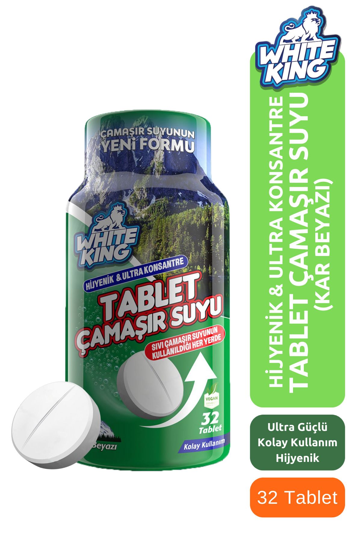 White King Çamaşır Suyu Tableti Hijyenik Ultra Konsantre 32 Tablet Kar Beyazı