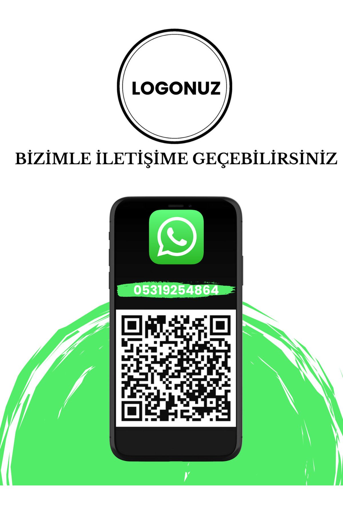 bugabags Whatsap İletşim OR Kodlu T Tipi Pleksi Stand