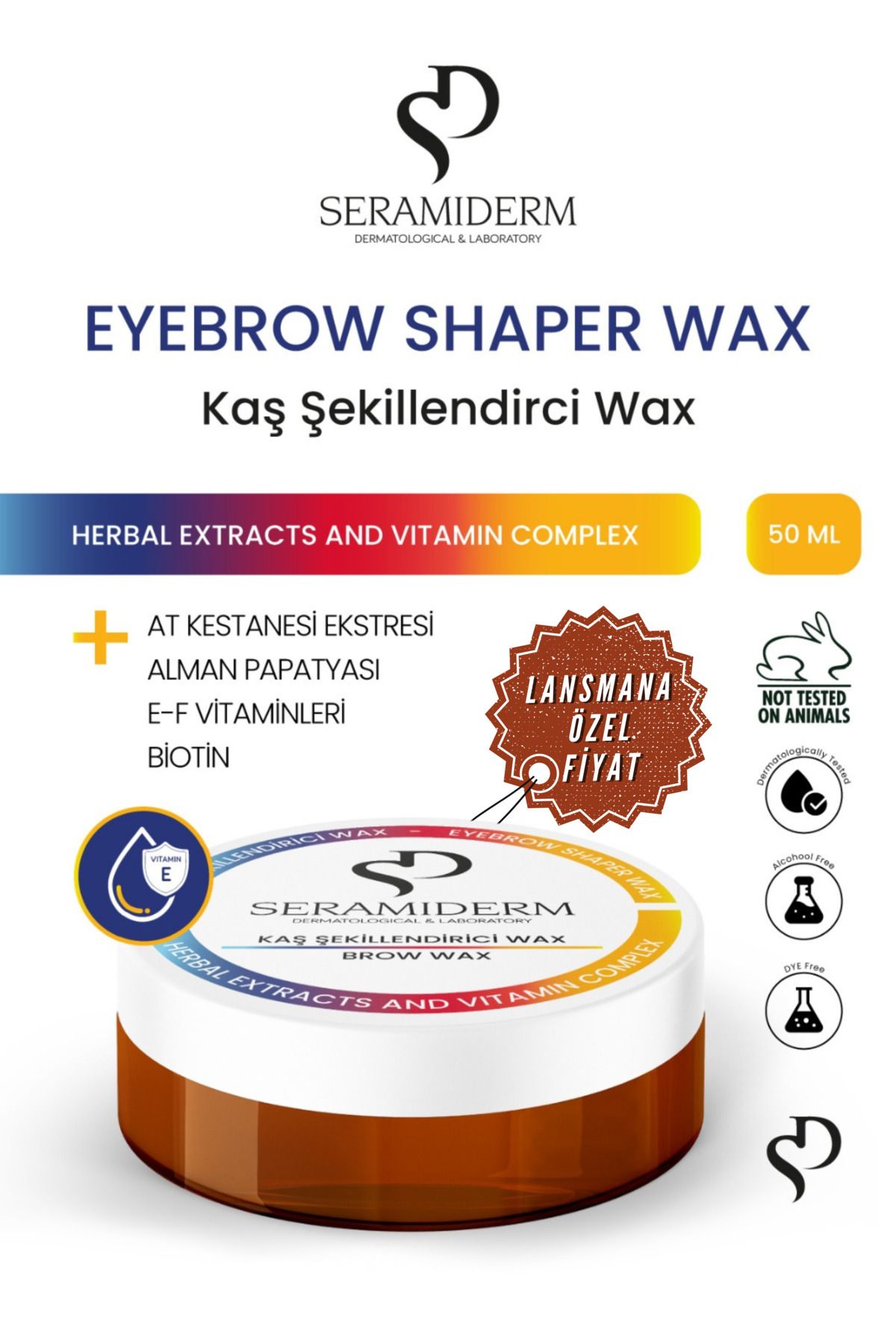 SERAMİDERM Dermatological & Laboratory Besleyici Kaş Sabitleyici Kaş Şekillendirici Wax 50 ml