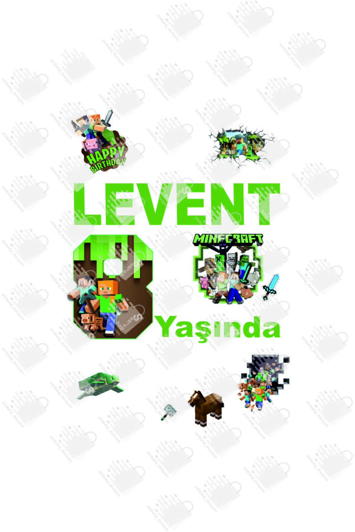 AMBALAJDÜNYAM 25 Adet Minecraft Görselli Doğum Günü Çantası / Poşeti (18*8*24) Bee016-20 fotoğrafı 3 (önizleme)