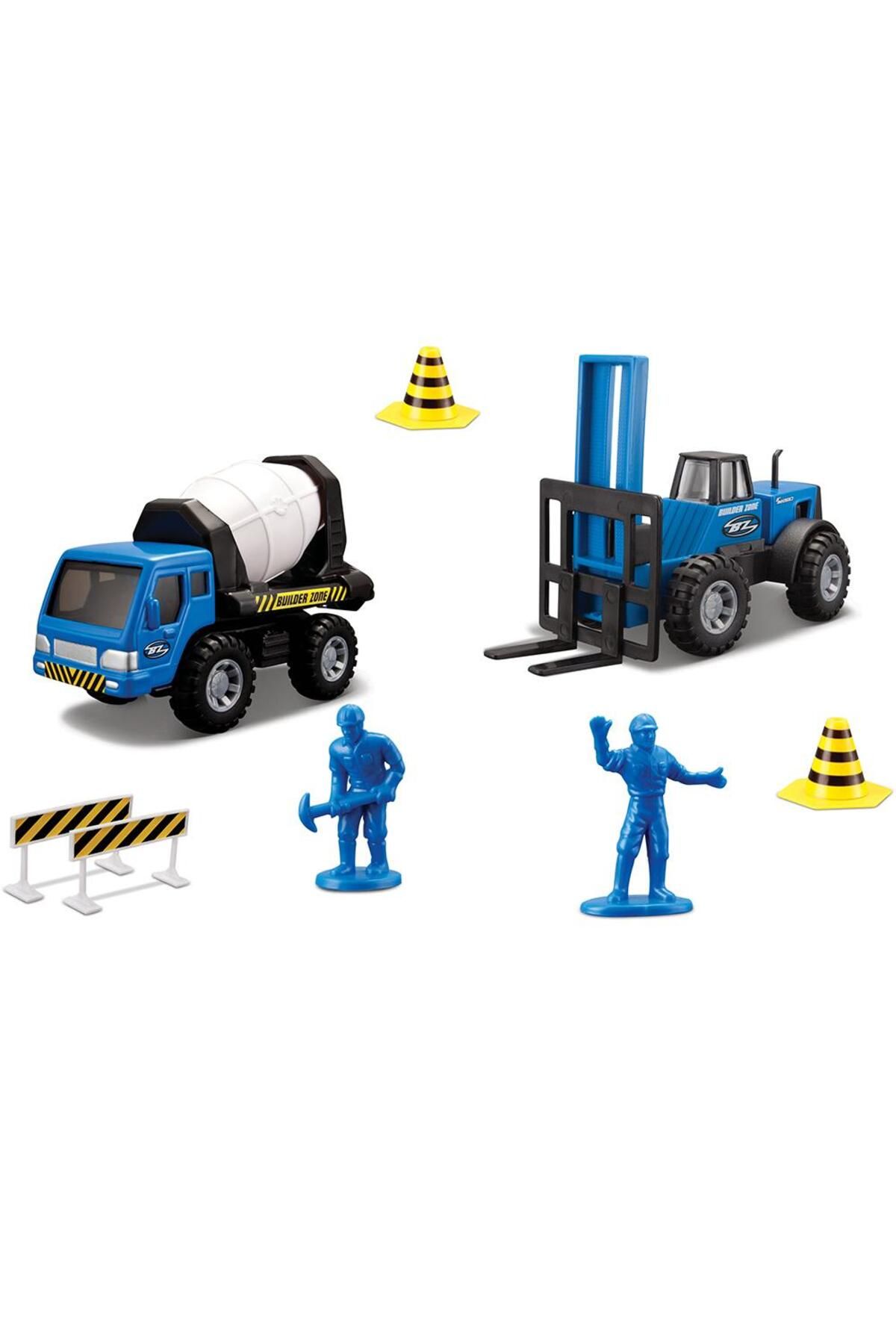 Maisto Fresh Metal Maisto İnşaat Araçları Mikser ve Forklift İnşaat Seti Mavi
