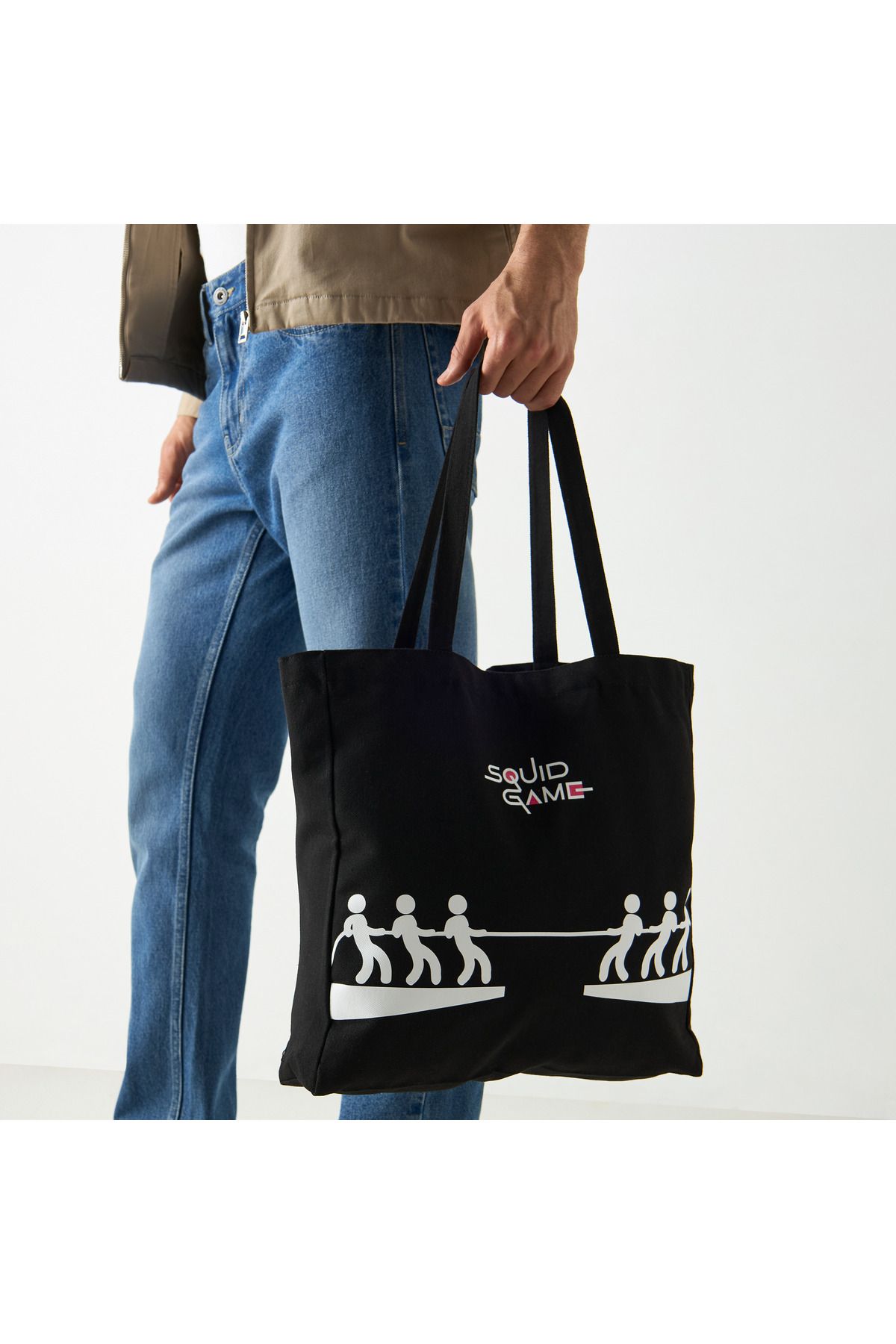 SP Characters-Squid Game Print Shopper Bag with Double Handle 2