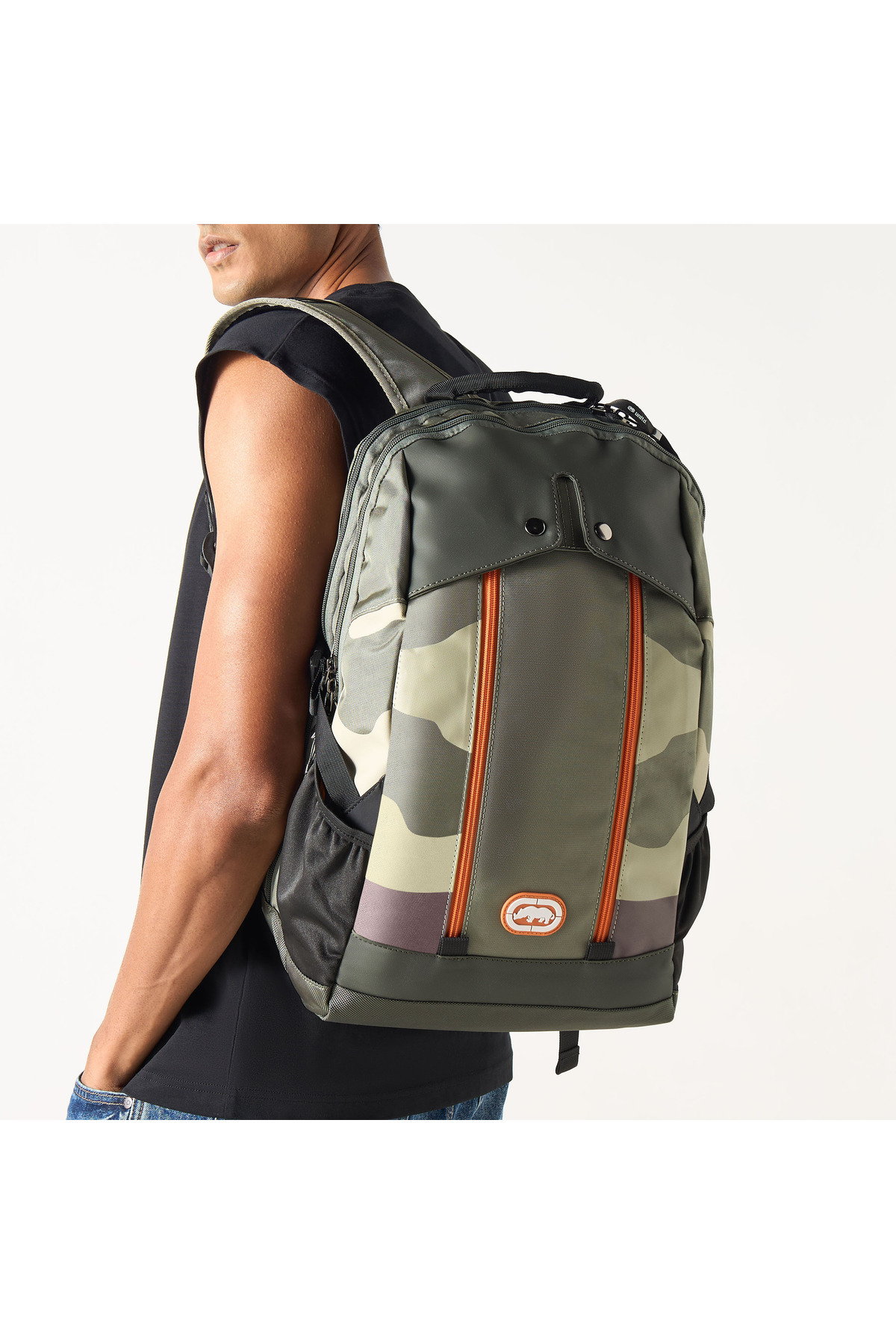 ECKO-Ecko Unltd Camouflage Print Backpack with Adjustable Shoulder Straps 2