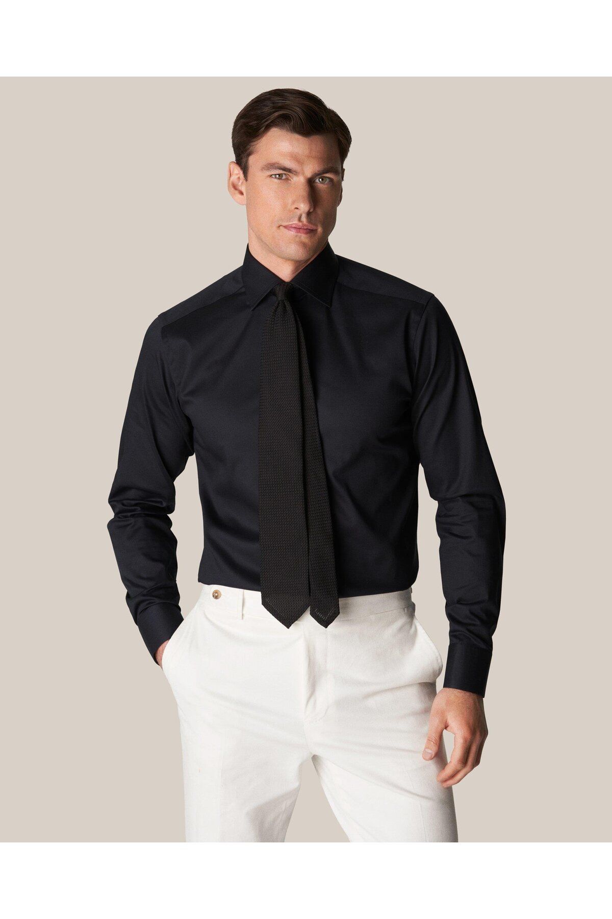 Eton-Flexible Twill Cotton Black Shirt - Comfort 4