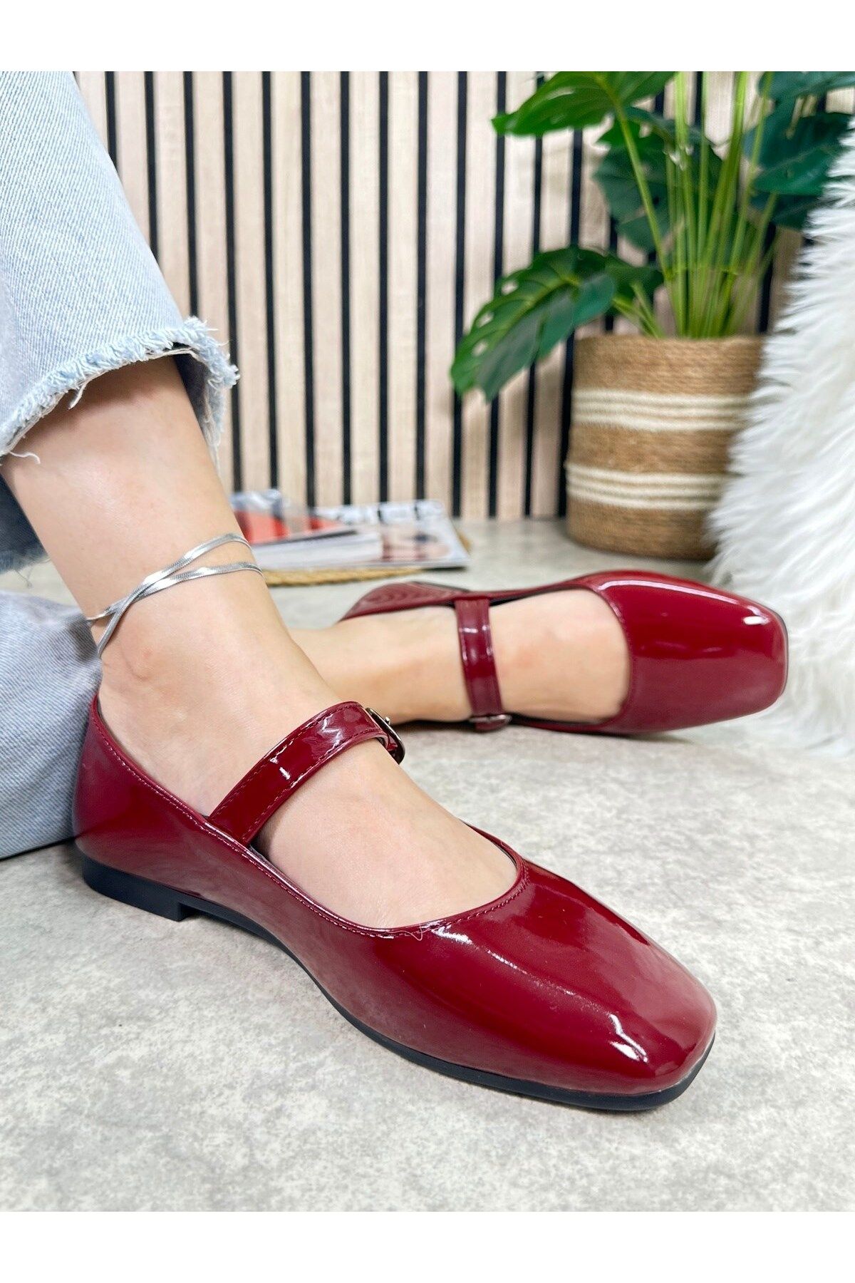 İmerShoes Daily کفش باله بژ زنانه پنجه بیضی با سگک کم پاشنه کفش راحت M-506