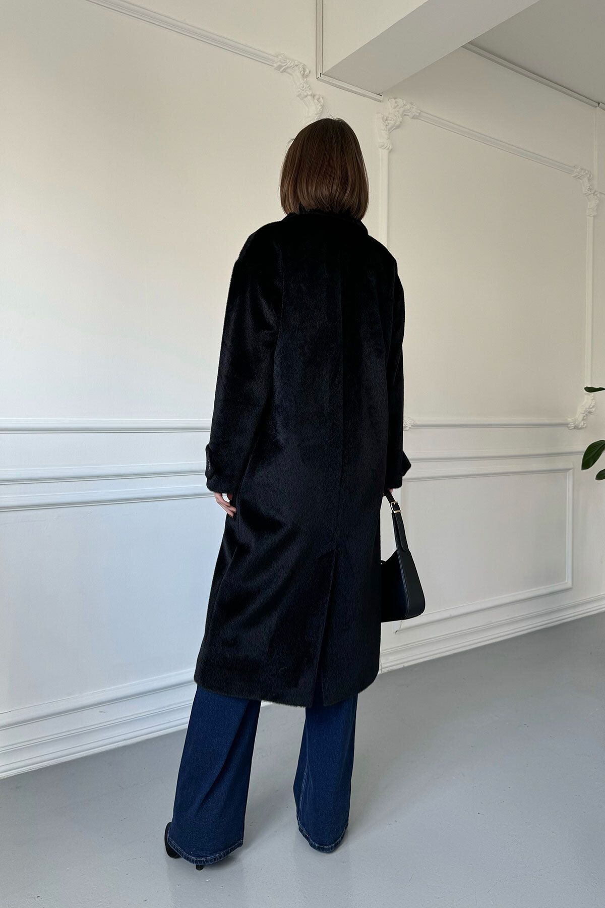 MAGARDE-Langer Federmantel mit doppelter Tasche – SCHWARZ 5