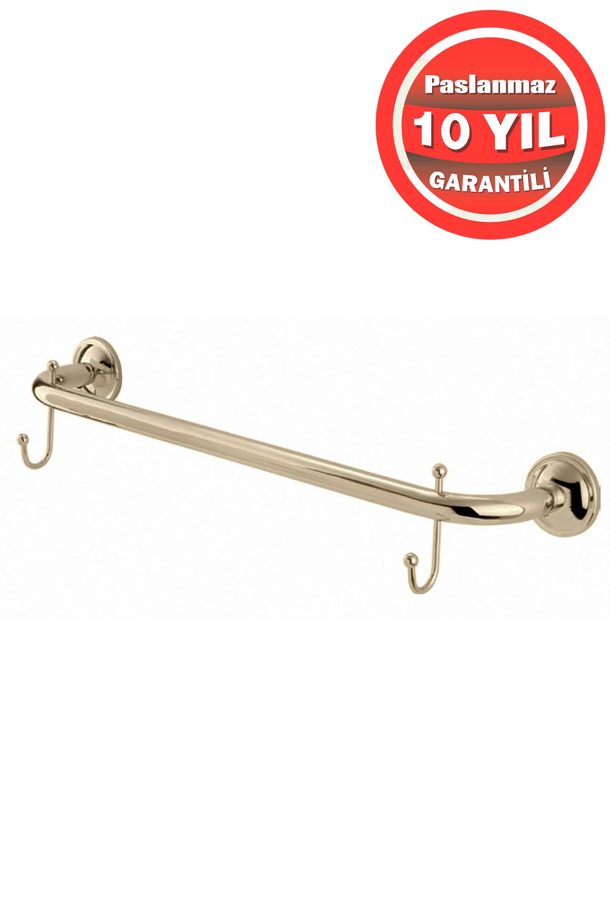 ÇELİK BANYO Paslanmaz Pirinç Bella Kancalı 50 cm Uzun Havluluk Altın Gold