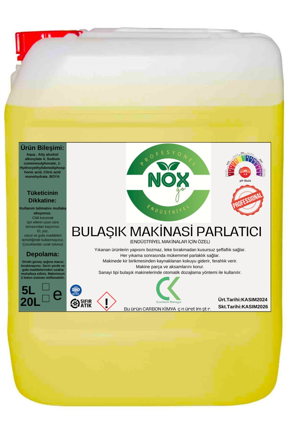 NOX GO Endüstriyel Bulaşık Makinesi Parlatıcısı 20lt