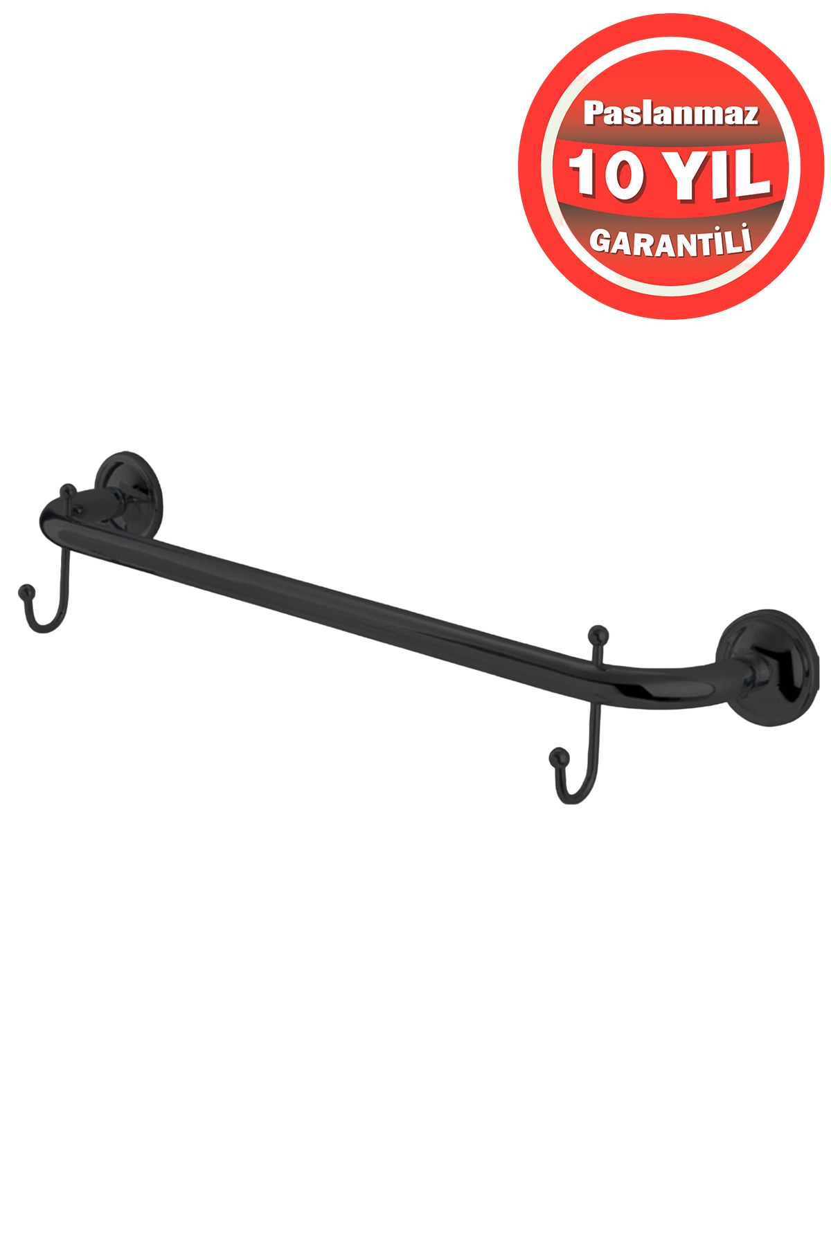 ÇELİK BANYO Paslanmaz Pirinç Mat Siyah Bella Kancalı 60 cm Uzun Havluluk