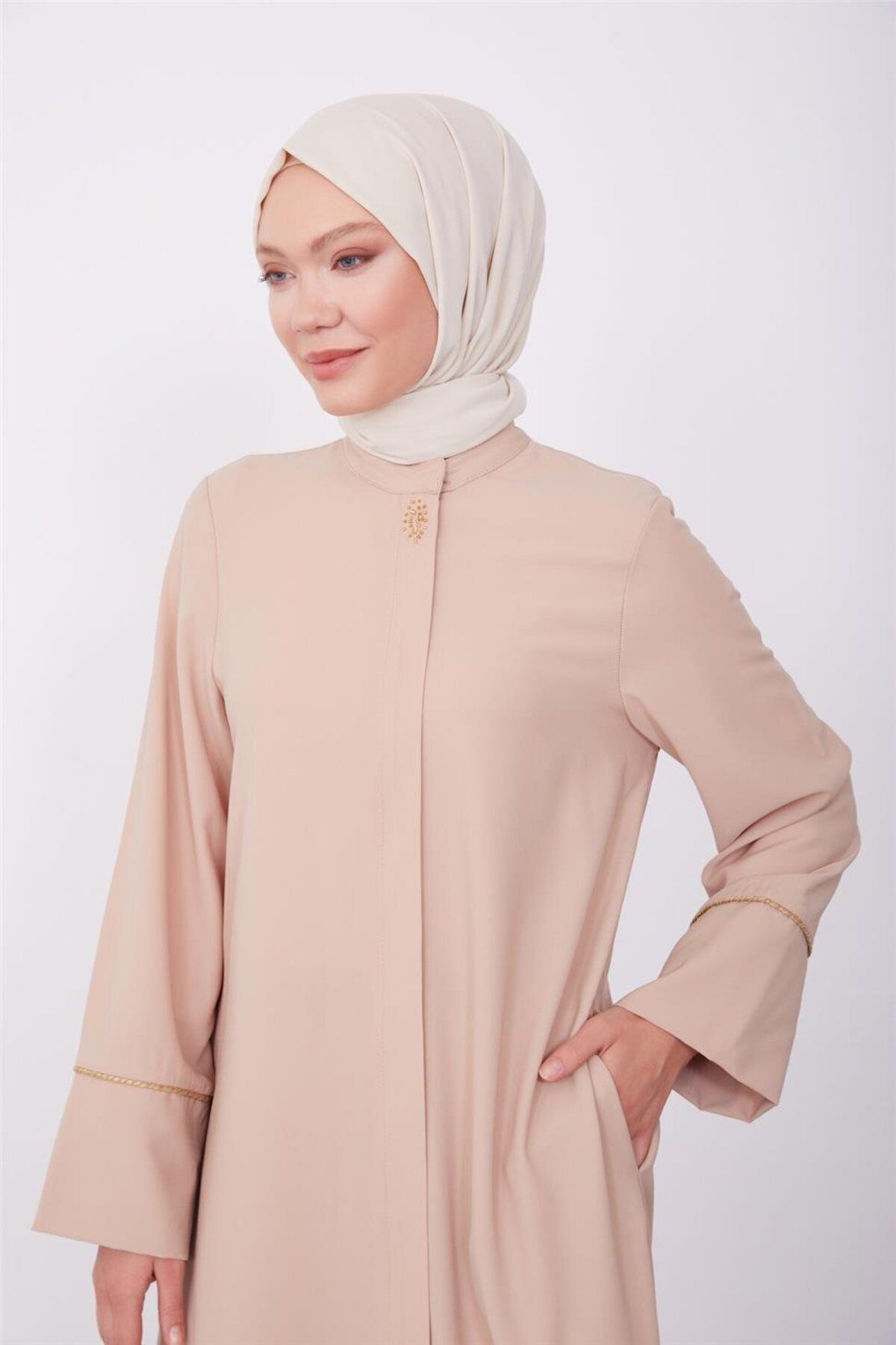 Armine-Beige Ferace - With Elastic and Zipper on the Box 23k8401 2