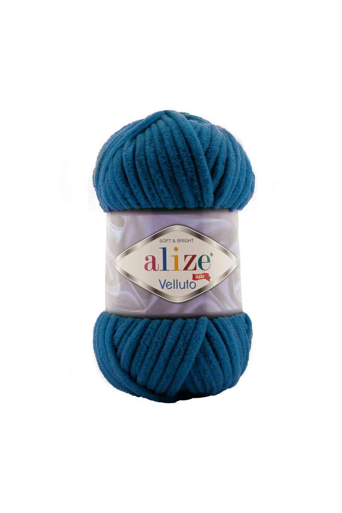 Alize-646 Mikanos Blue - Pack of 5 Velluto Velvet Hand Knitting Strings (5X100 Gr) 1