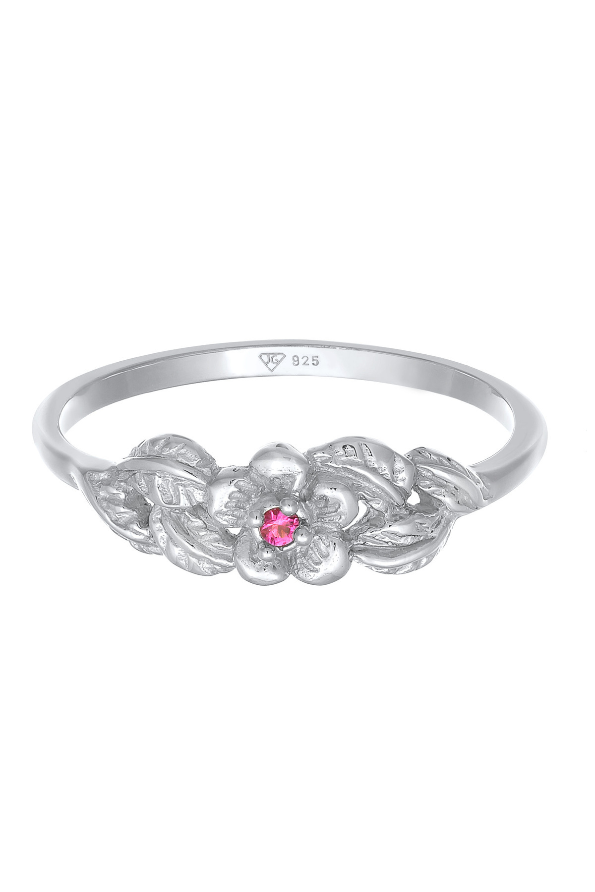 ELLI-Ring Damen Blume Floral mit Synthetischem Rubin in 925 Sterling Silber vergoldet 2