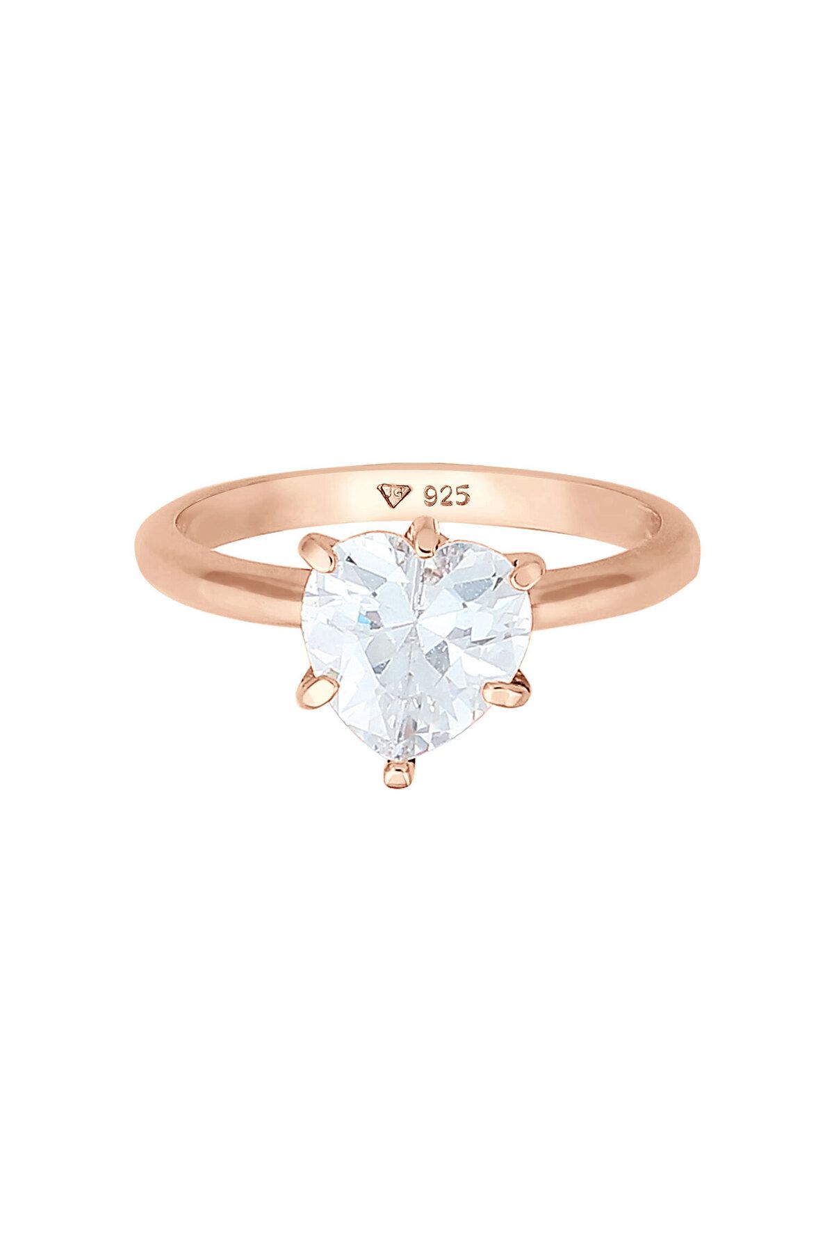 ELLI-Ring für Damen – Herz-Singleton, Verlobungsliebe, Zirkoniumkristall aus 925er Sterlingsilber 2