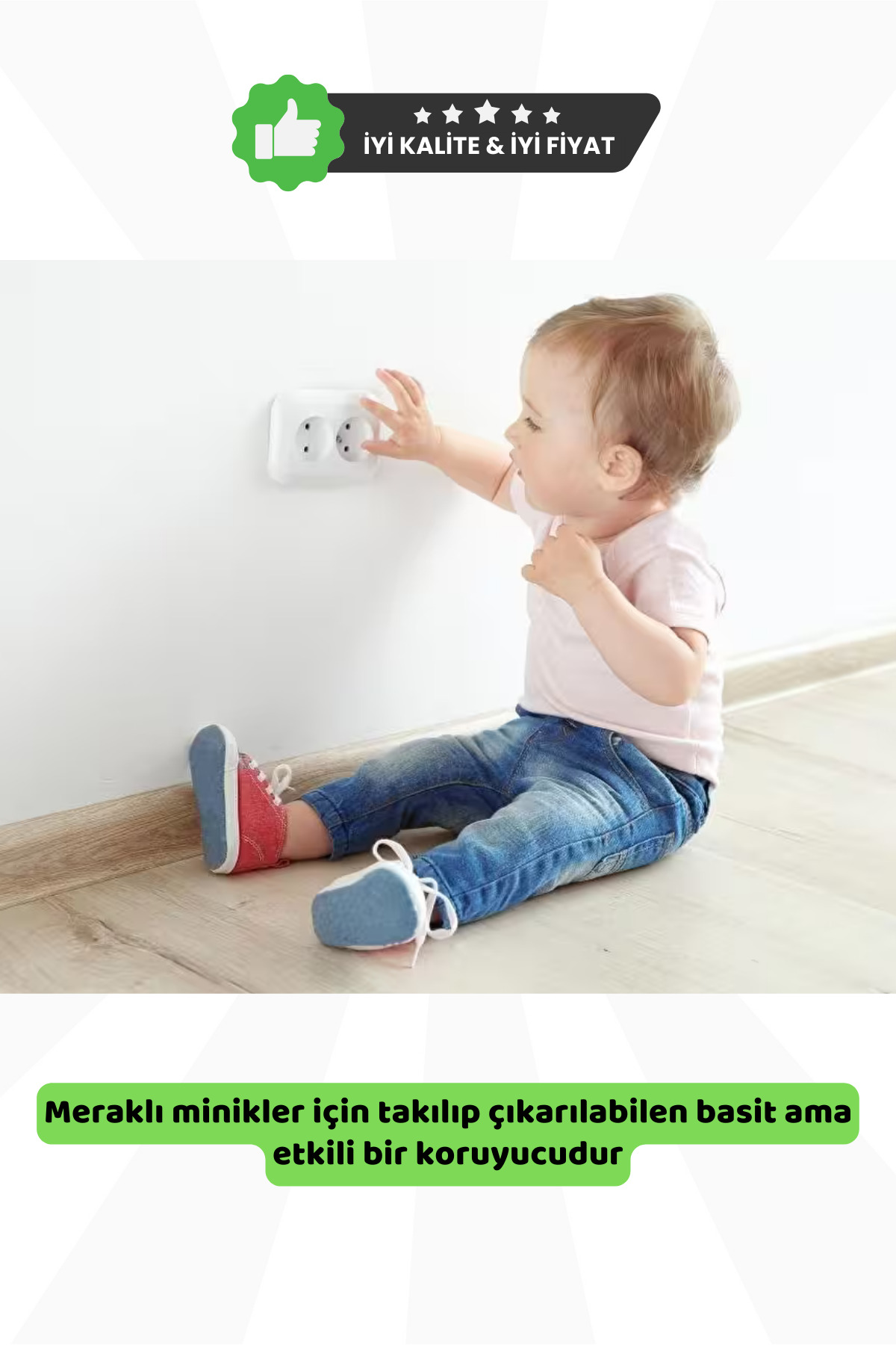 Güvenli Adımlar Bebek ve Çocuklar için 6'lı Priz Kilidi, Tak & Çıkar, Fırsat Paketi fotoğrafı 3 (önizleme)