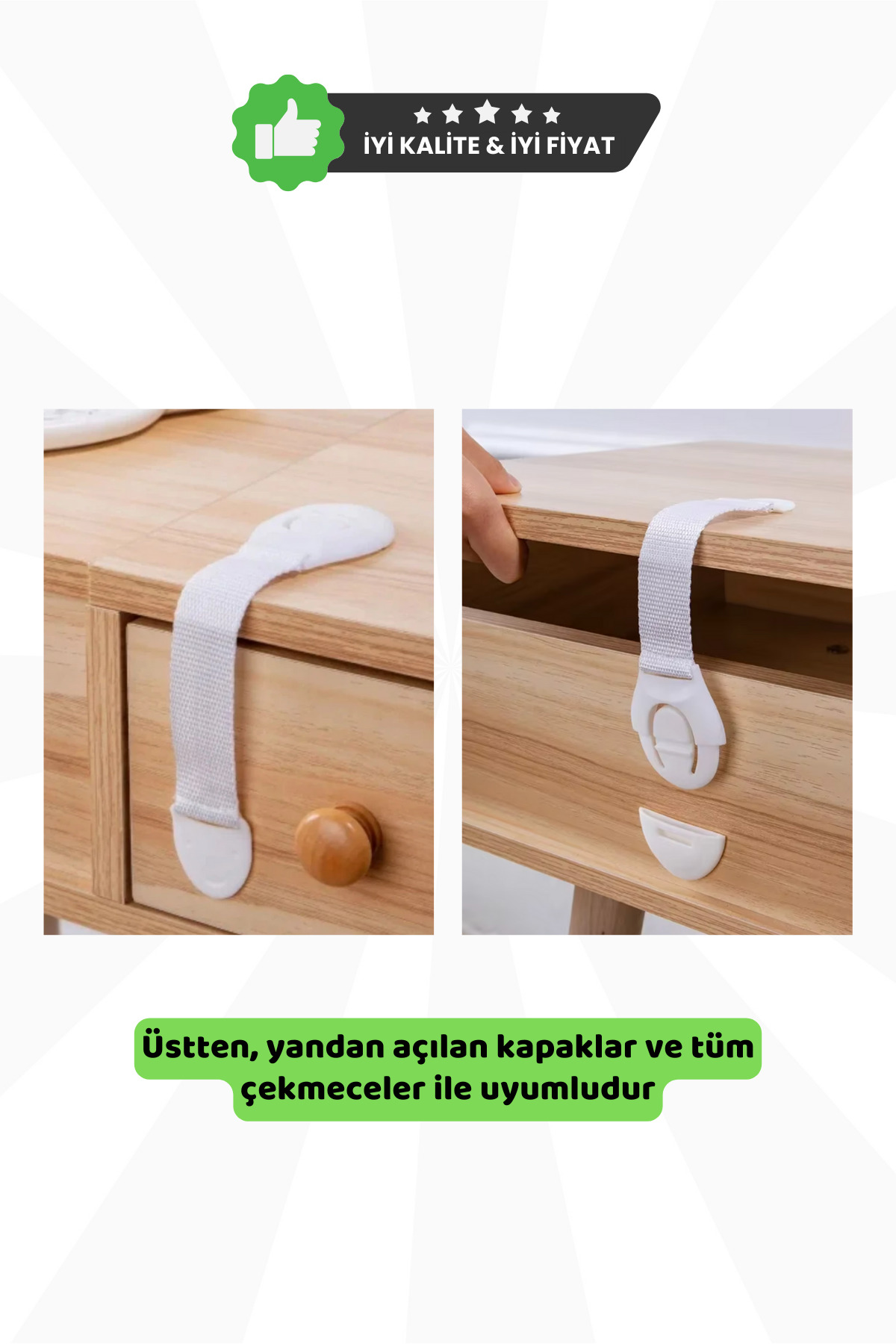 Güvenli Adımlar Bebek ve Çocuklar için 6'lı Çekmece & Kapak Kilidi, Çok Amaçlı, Butonlu fotoğrafı 2 (önizleme)
