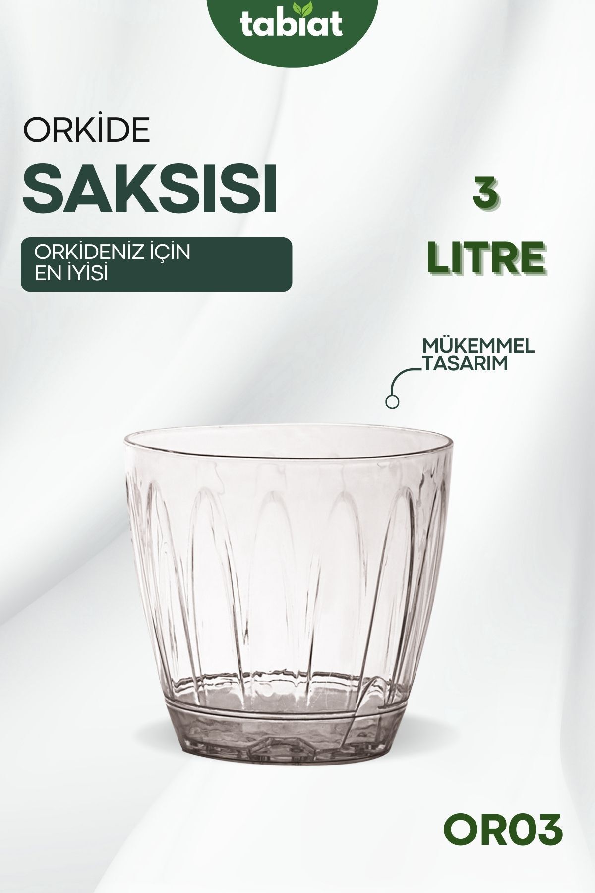 SERİNOVA - Orkide Saksısı - Şeffaf Saksı - 3 Lt