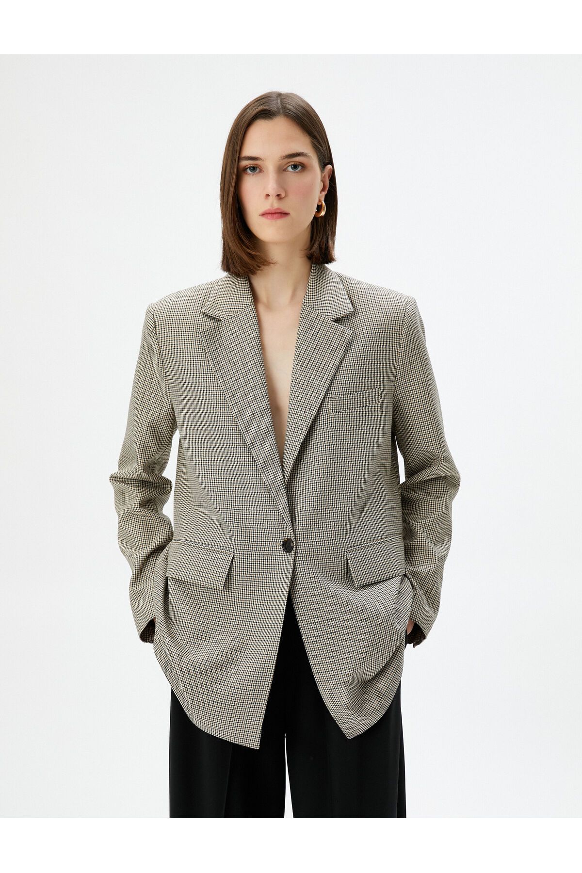 Koton-Blazer Jacket with Flap Pockets Buttons Viscose Blend 3