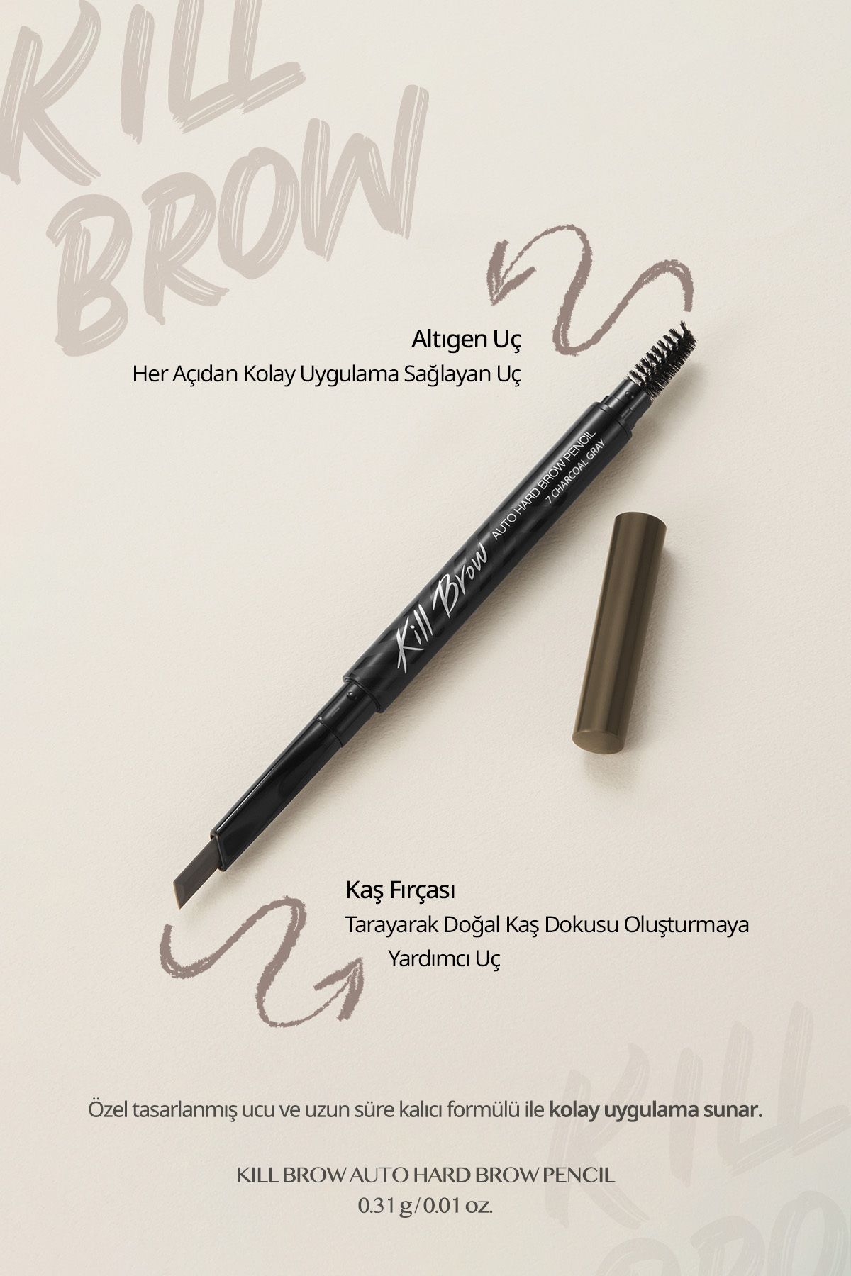CLIO-Fine Hex Tip Eyebrow Pencil Clio Kill Brow Auto Hard Brow Pencil (05 Gray Brown) 2