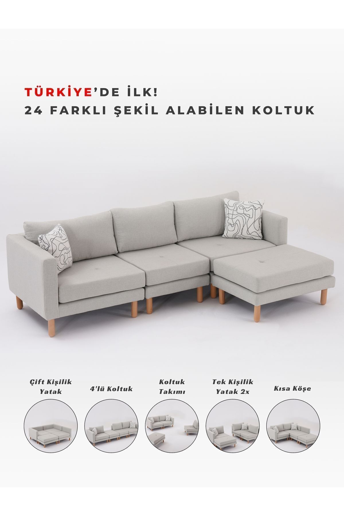 Velura Home & Living Armin Akıllı Köşe Koltuk Takımı & Modern Modüler Yataklı Köşe Takımı & Salon Takımı & Oturma Grubu