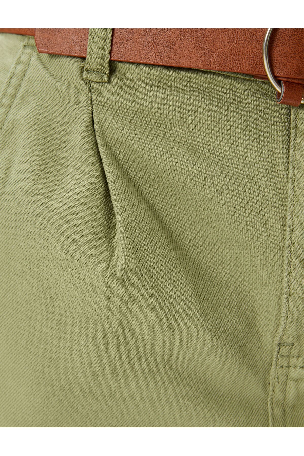 Koton-Παντελόνι Καρότο Ζώνη Crop Leg Pocket Βαμβακερή Άνετη Εφαρμογή 6