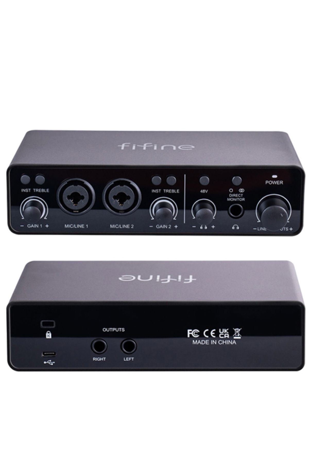 Fifine-Ampli 3 to USB Studio Sound Card 2 Inputs and 2 Outputs 24Bit/192Khz Windows/Mac/Ios/Android 7