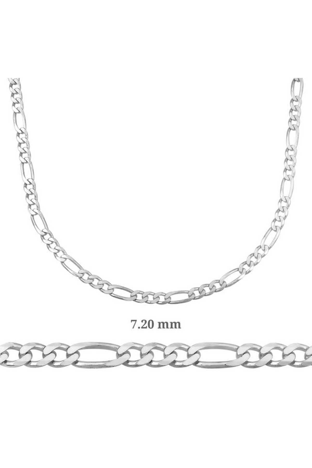 BESKAR 7.20 mm Gümüş Figaro Zincir 200 mikron