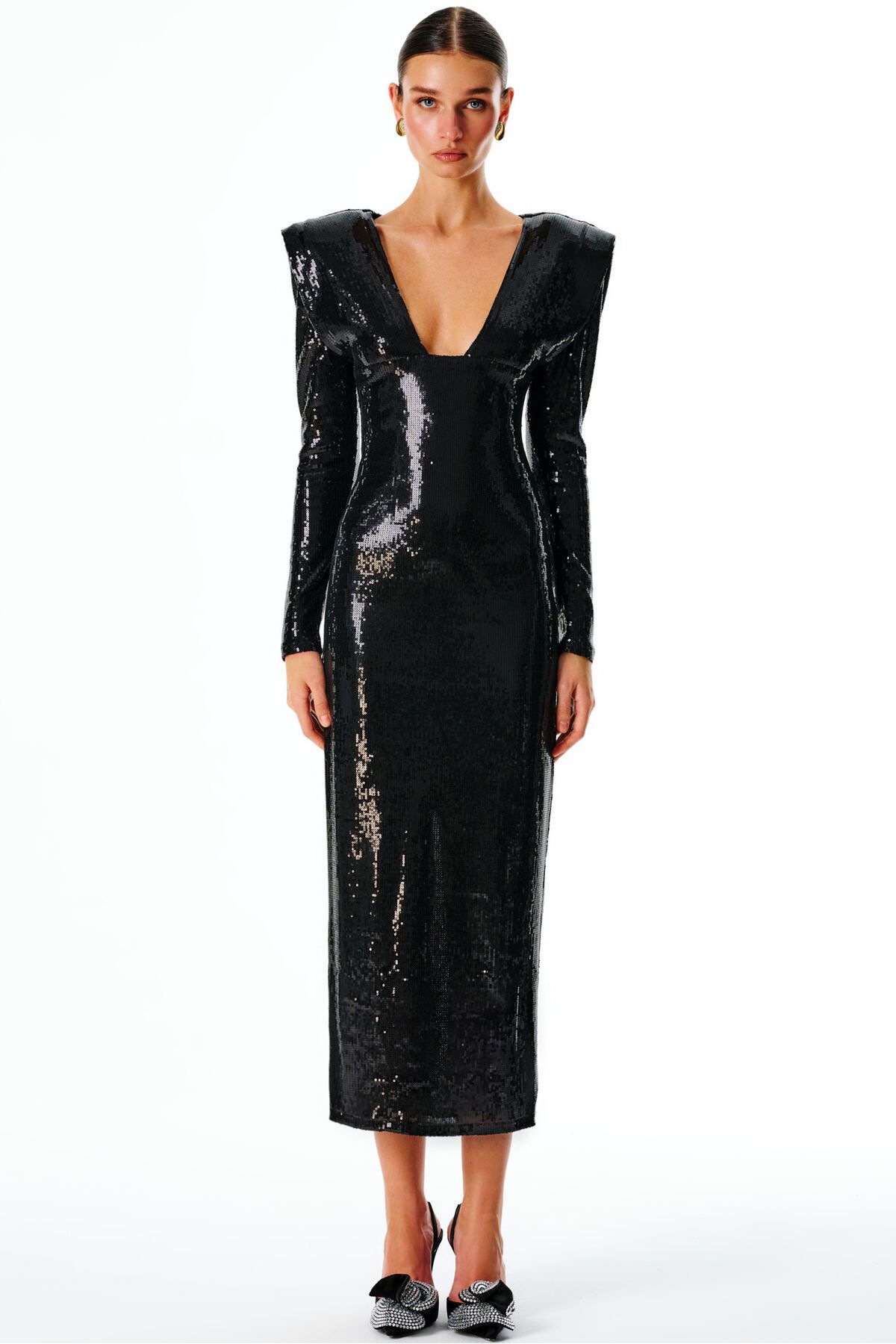 Love On Friday-Bruna Sequined Long Evening Dress(Black) 1