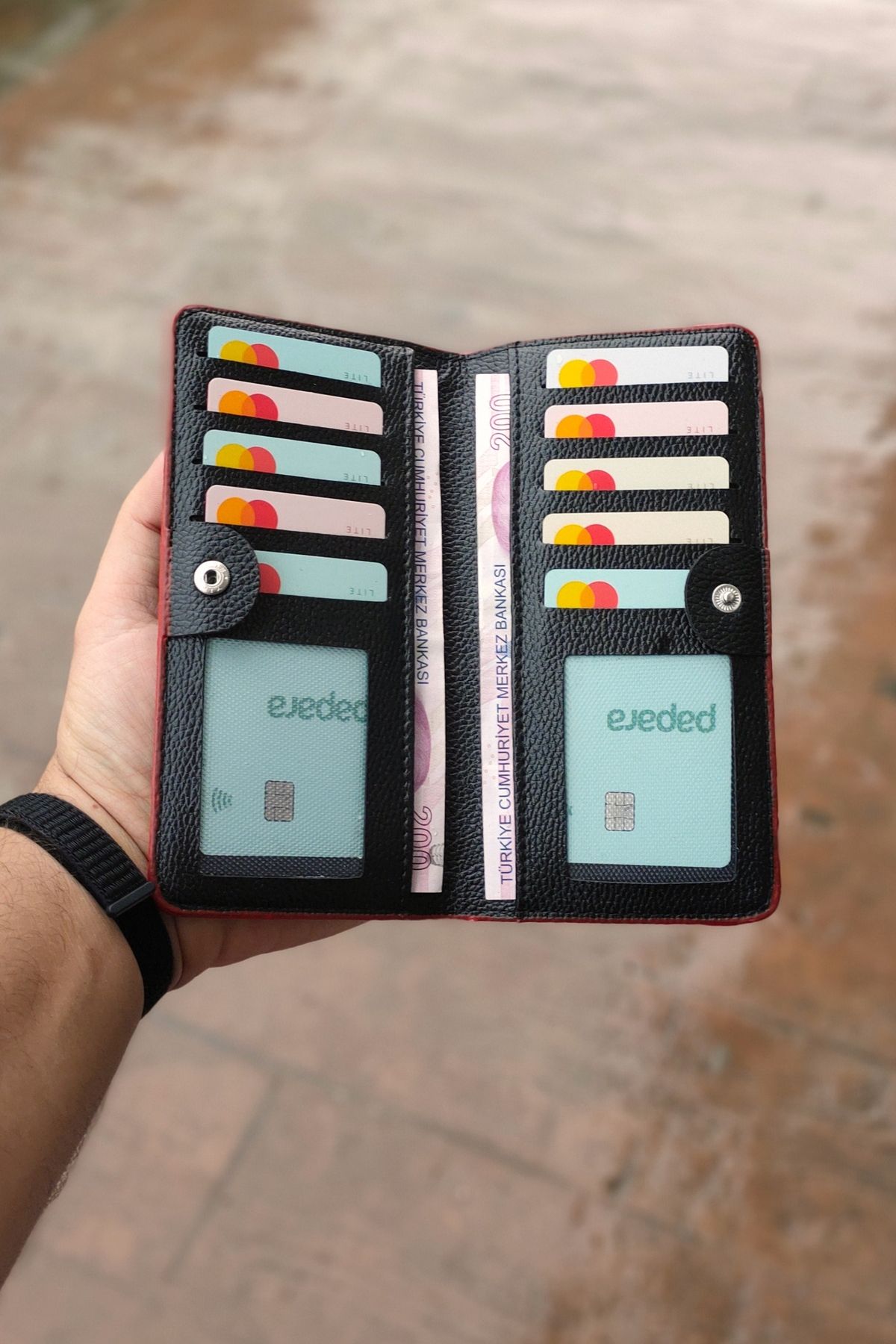 کیف پول مردانه و زنانه نگهدارنده کارت چرمی یونیسکس WALLET LONG مشکی RED VANİLLA COLLECTİON