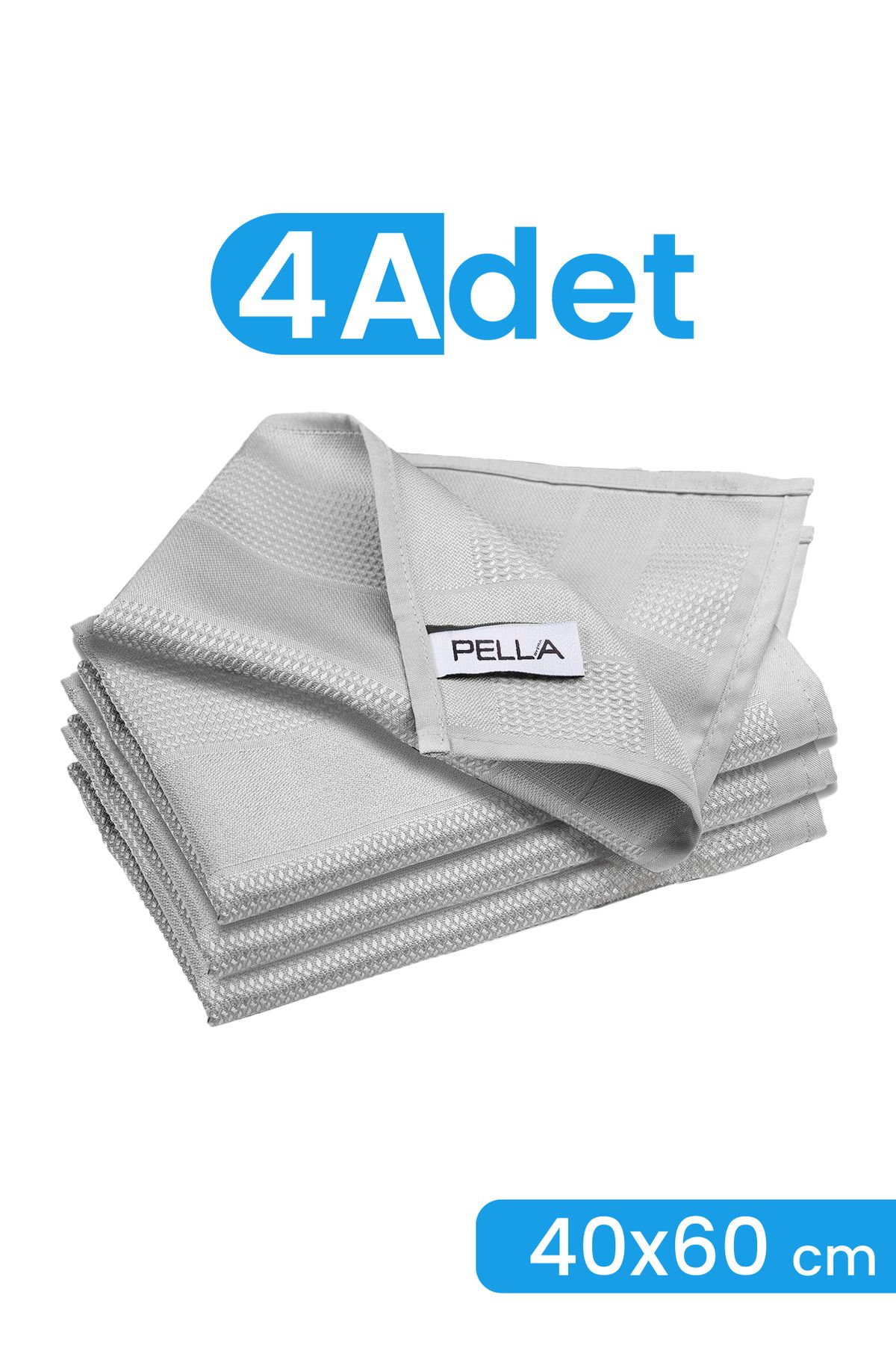 pella Classic 4'lü Gri Mikrofiber Temizlik Bezi, Cam, Araba, Mutfak, Fiber Temizleme Bezi ( 40x60 Cm )