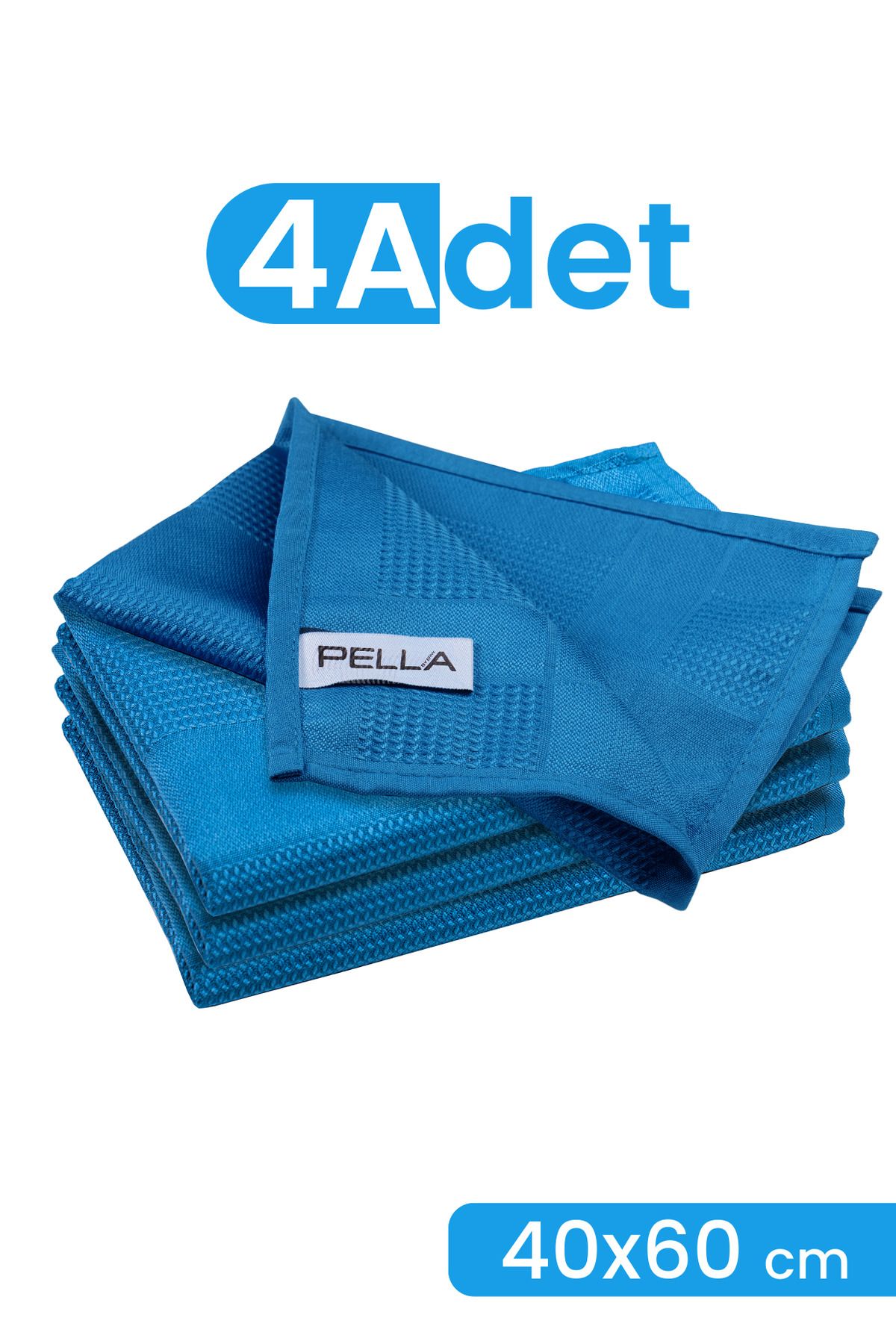 pella Classic 4'lü Mavi Mikrofiber Temizlik Bezi, Cam, Araba, Mutfak, Fiber Temizleme Bez ( 40x60 Cm )