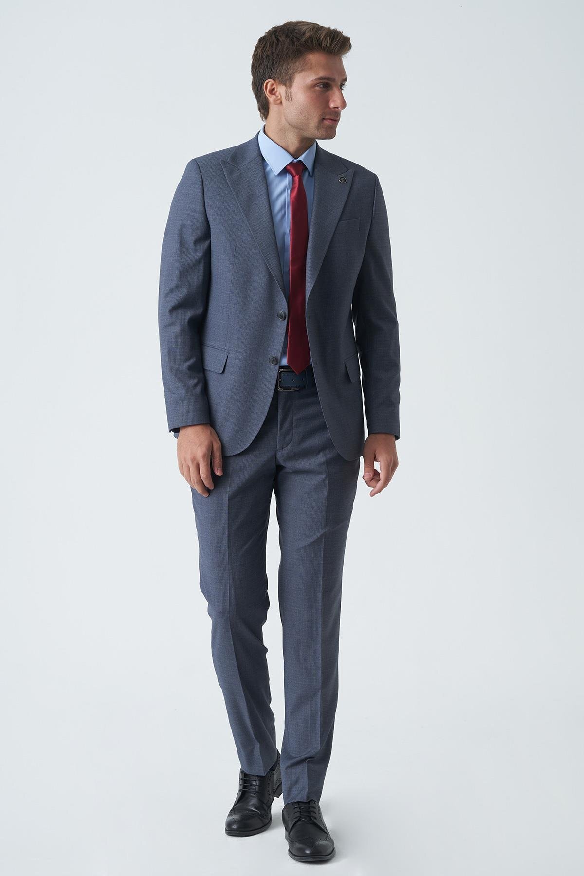 White Stone Ely T2465 Slim Fit 6 Drop Lycra Suit Patterned