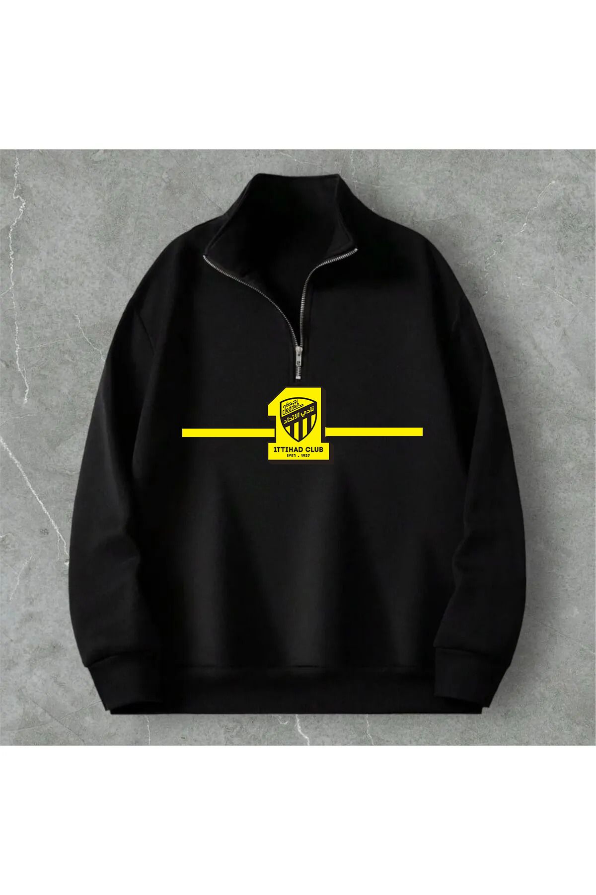 Pisa Art Al İttihad Minimalist Özel Tasarım Yarım Fermuarlı Taraftar Sweatshirt