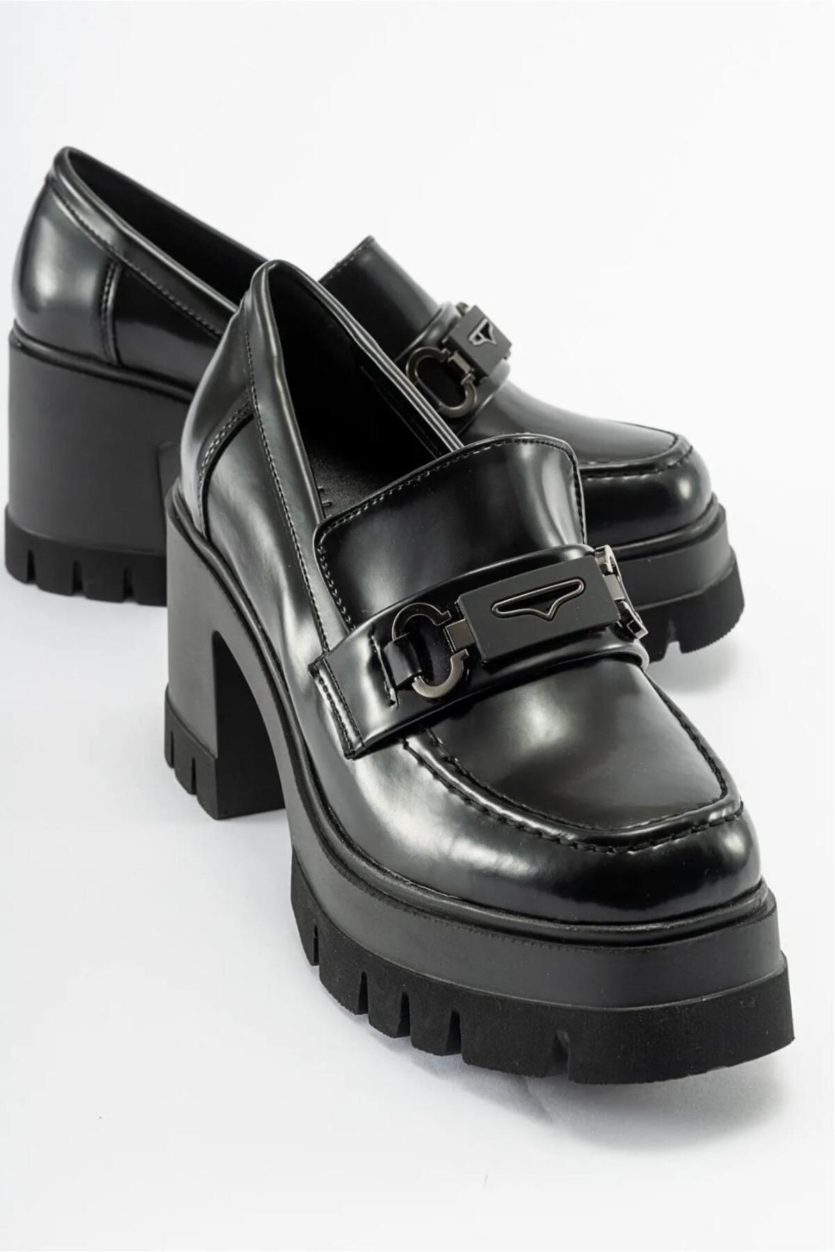 CassidoShoes-Aryanna Black Matte Patent Leather Buckle Accessories Platform Heels Women's Casual Shoes Nvl 988 1