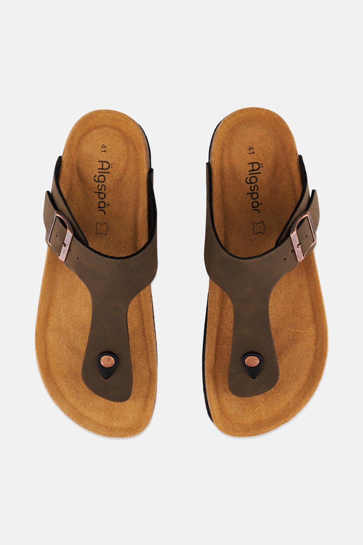 Algspar-Men Slip On Cork Sandals, Brown 3