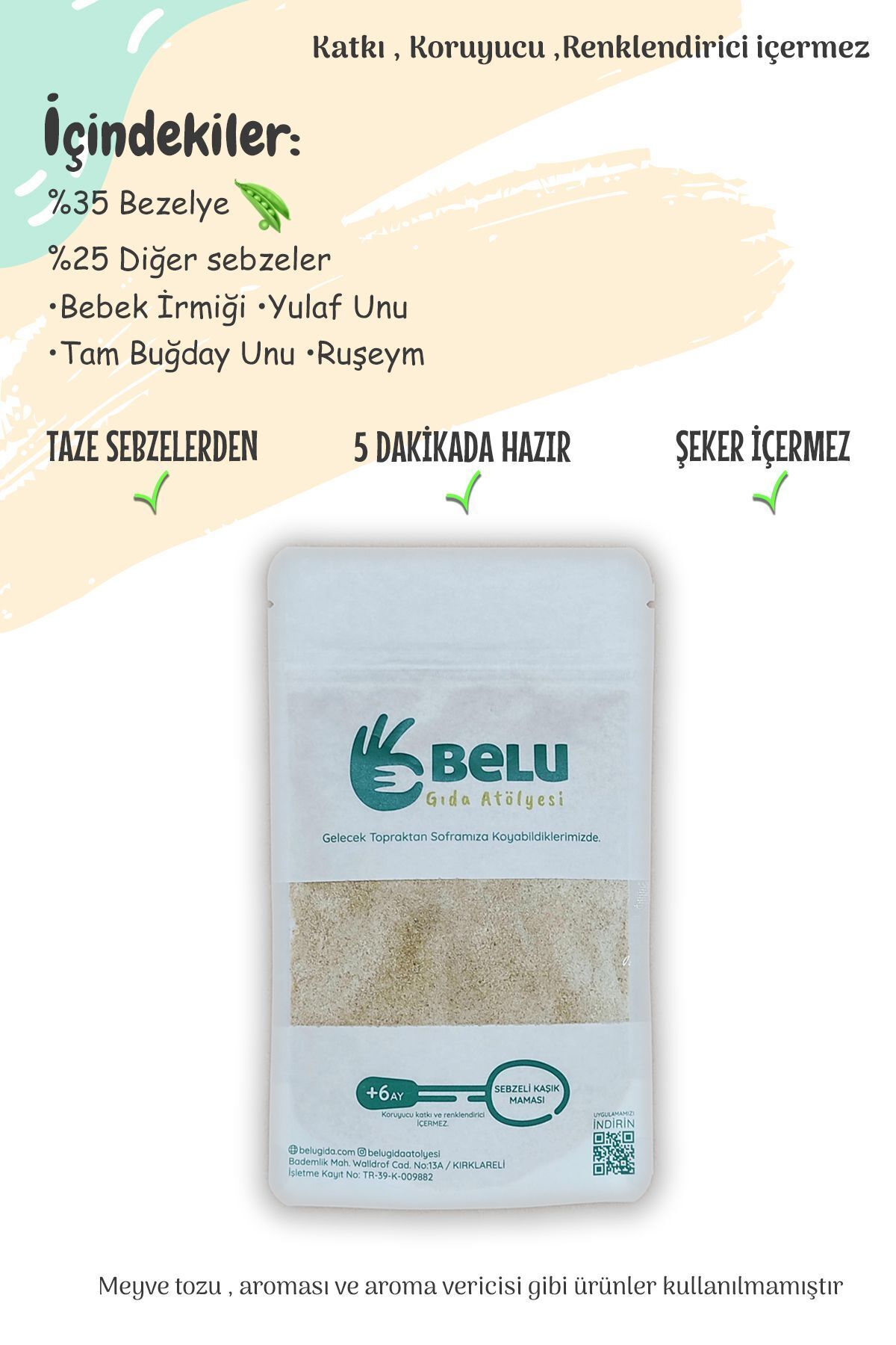 Belu Gıda Atölyesi Bezelyeli Kaşık Maması + 6 Ay fotoğrafı 2 (önizleme)