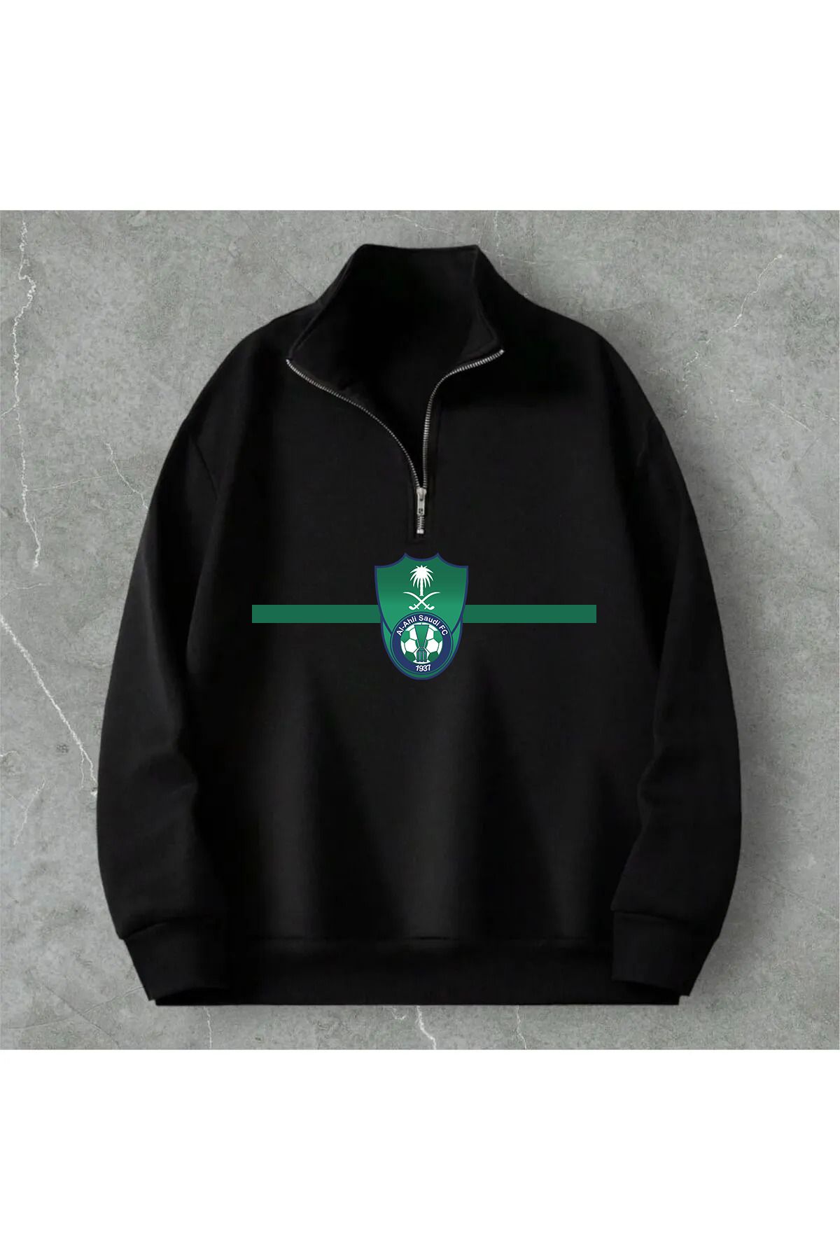 Pisa Art Al Ahli Minimalist Özel Tasarım Yarım Fermuarlı Taraftar Sweatshirt