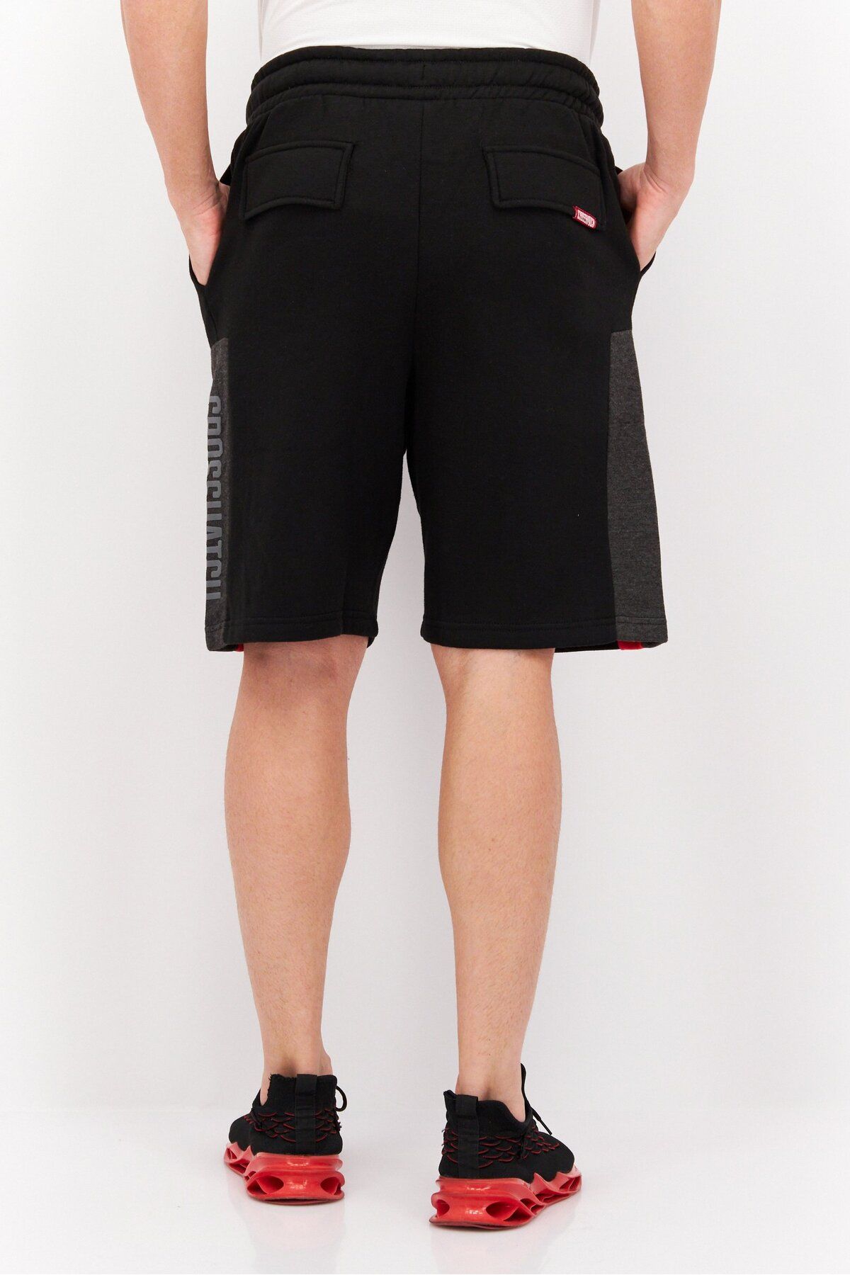 Crosshatch-Men Drawstring Brand Logo Basic Shorts, Black 2