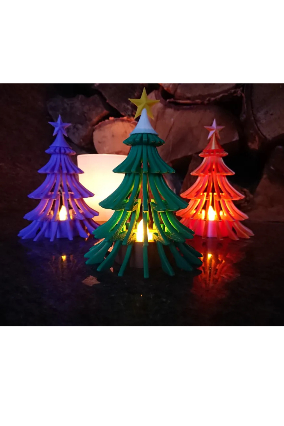 Çam Ağaçlı mumluk - Görsel 1