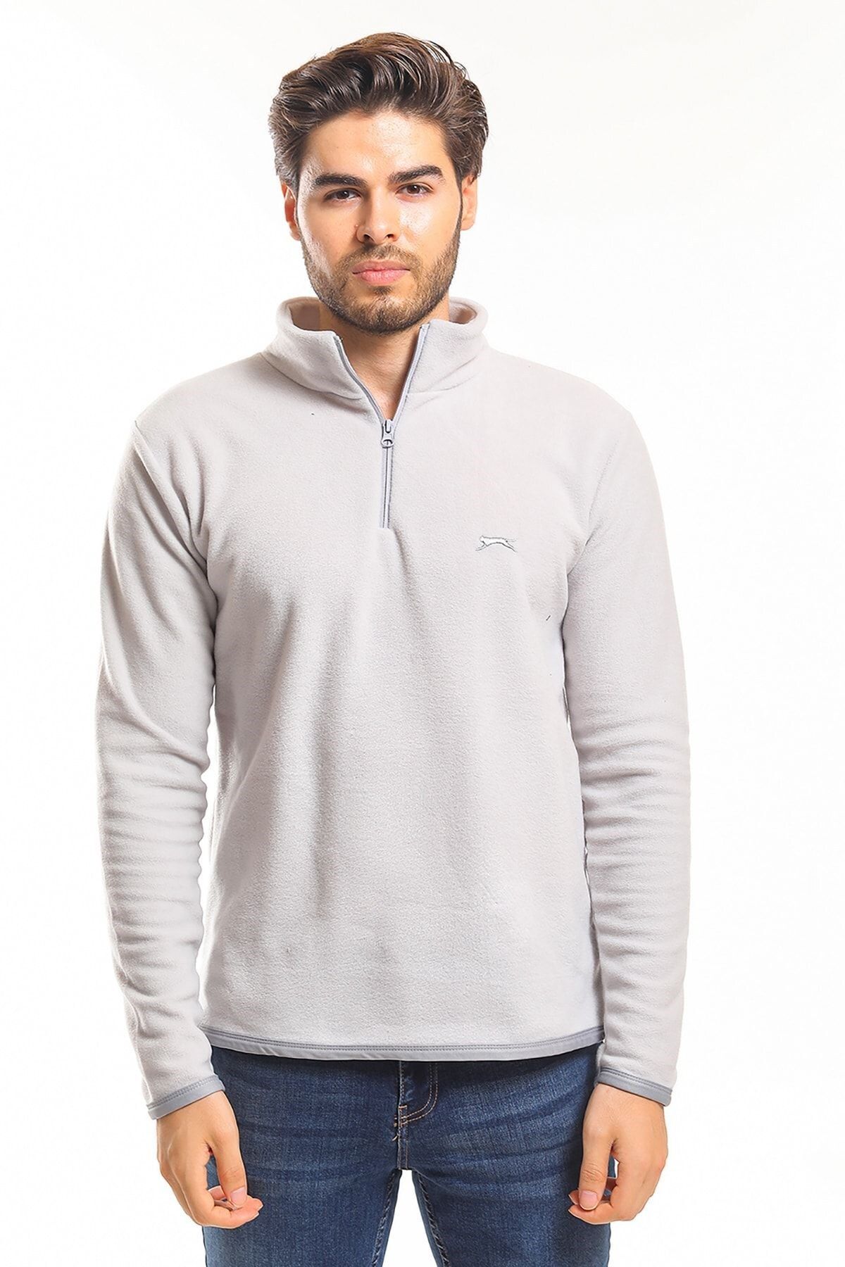 Slazenger Günlük Yaka Fermuarlı Spor Sweatshirt Gri