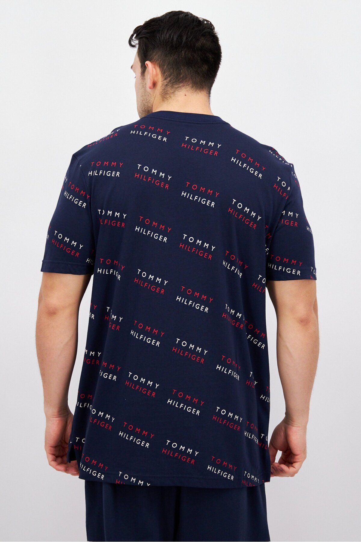 Tommy Hilfiger-Men Brand Logo Short Sleeve Pajama Top, Navy Blue Combo 4