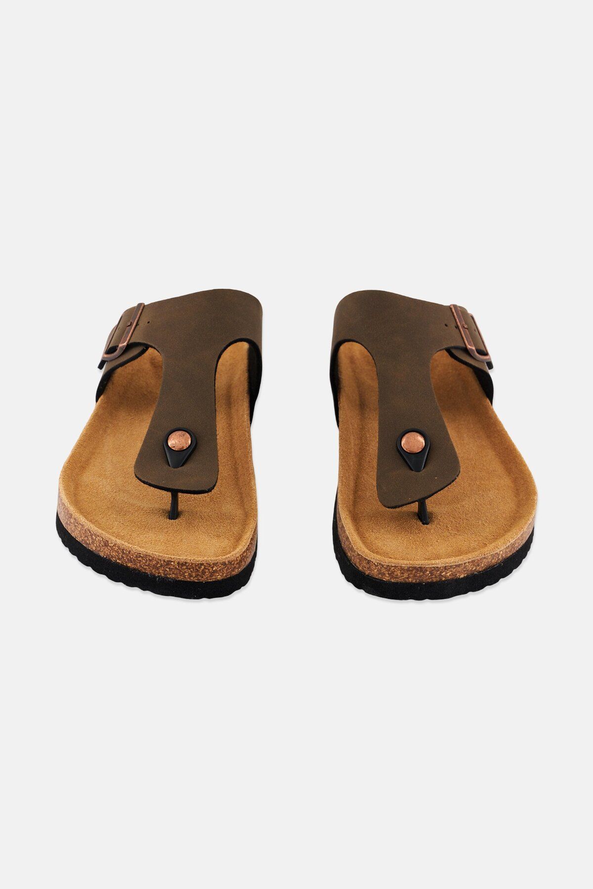 Algspar-Men Slip On Cork Sandals, Brown 2