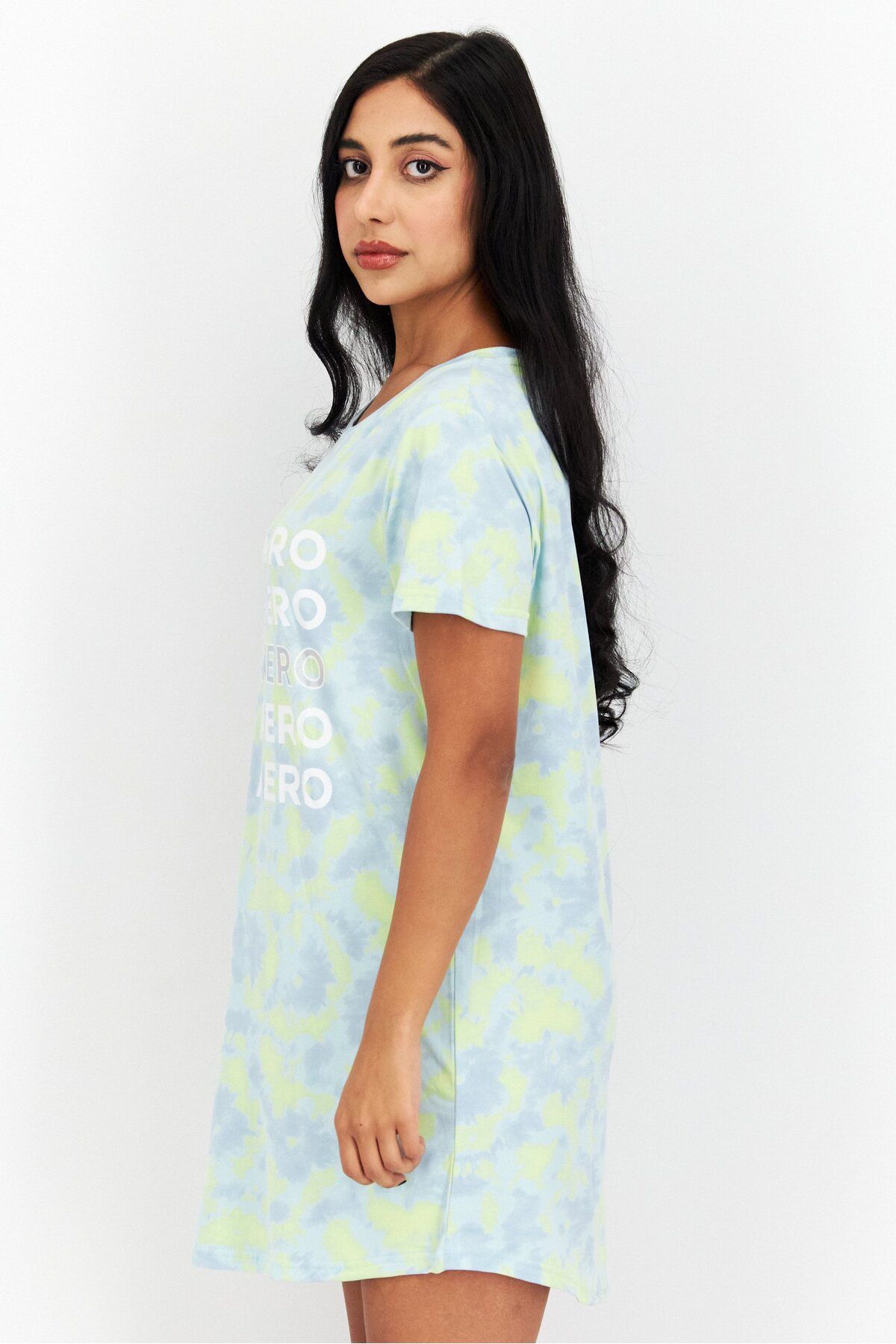 Aeropostale-Women Tie Dye Short Sleeve Sleep Dress, Light Green Combo 3