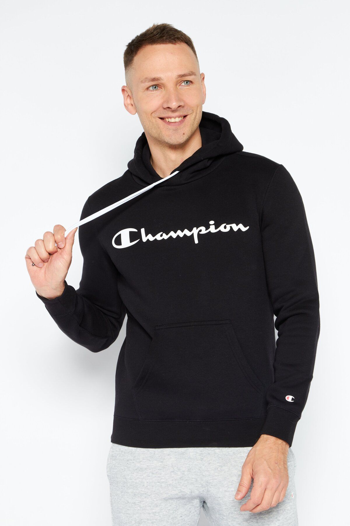 Champion-سويت شيرت رجالي رياضي بأكمام طويلة مناسب للخارج، أسود 1