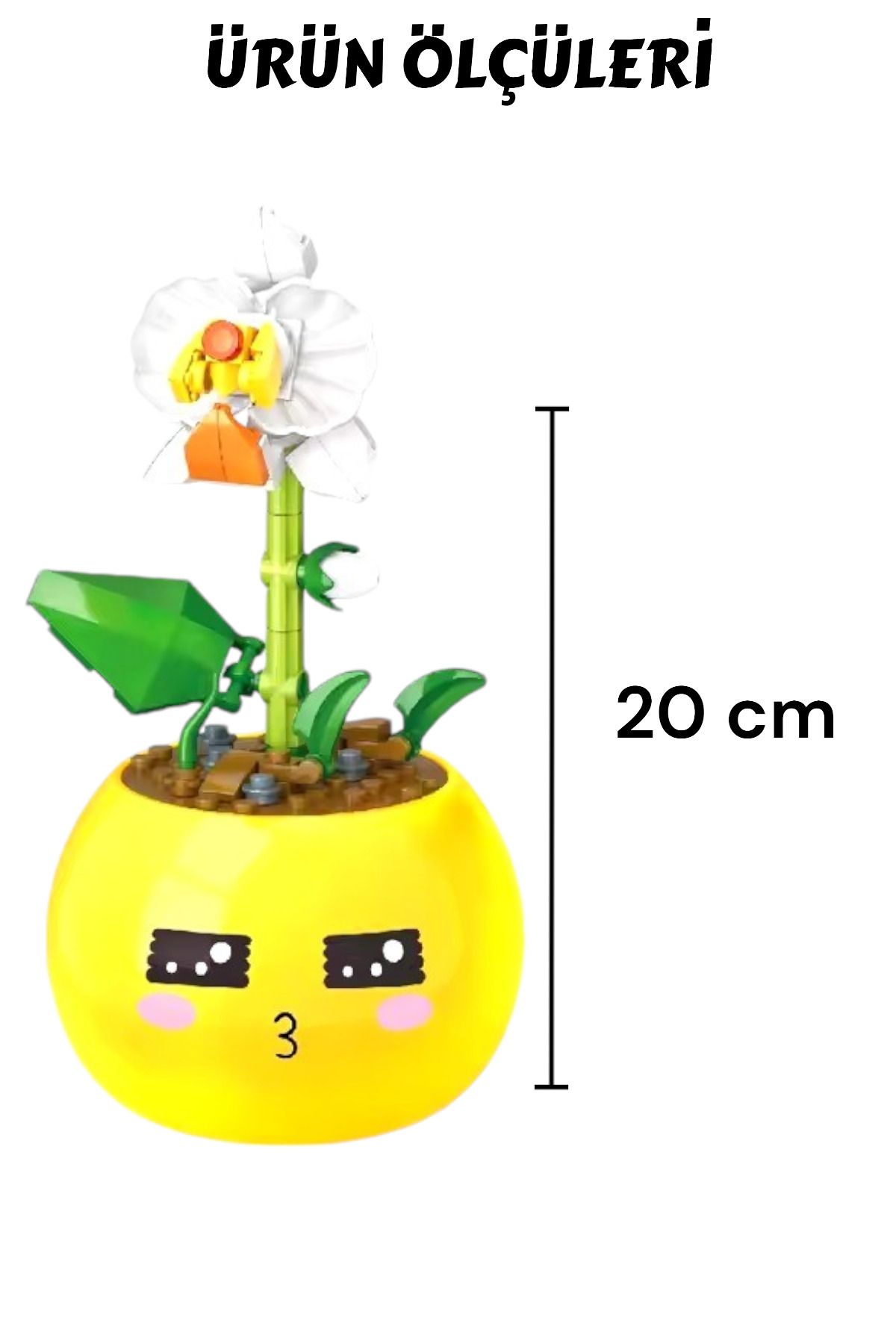 YILDIRIM OYUNCAK-Micro Block Flowers in a Pot 58 Piece Building Block - Mini Block Set with Decorative Pots Lego Flower Emoji 2