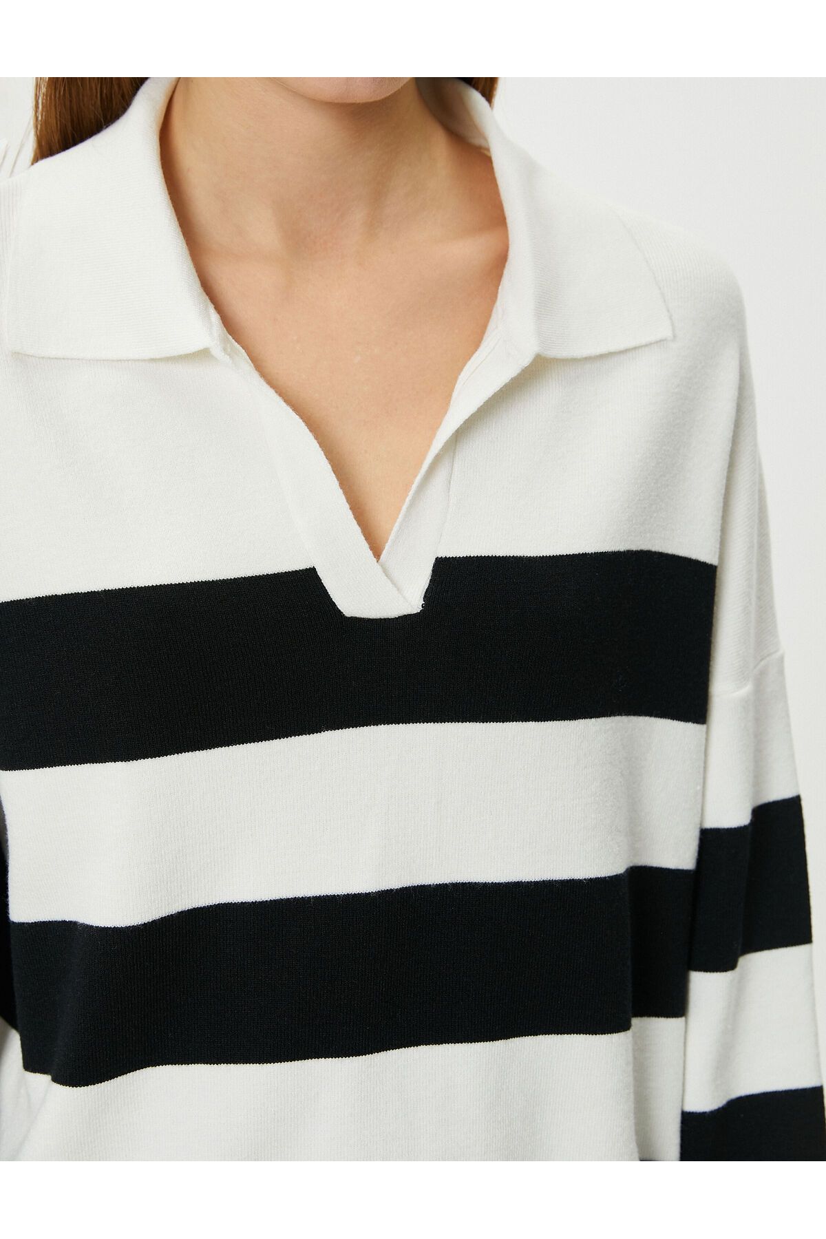 Koton-Polo Neck Knitwear Sweater V-Neck Soft Textured 5