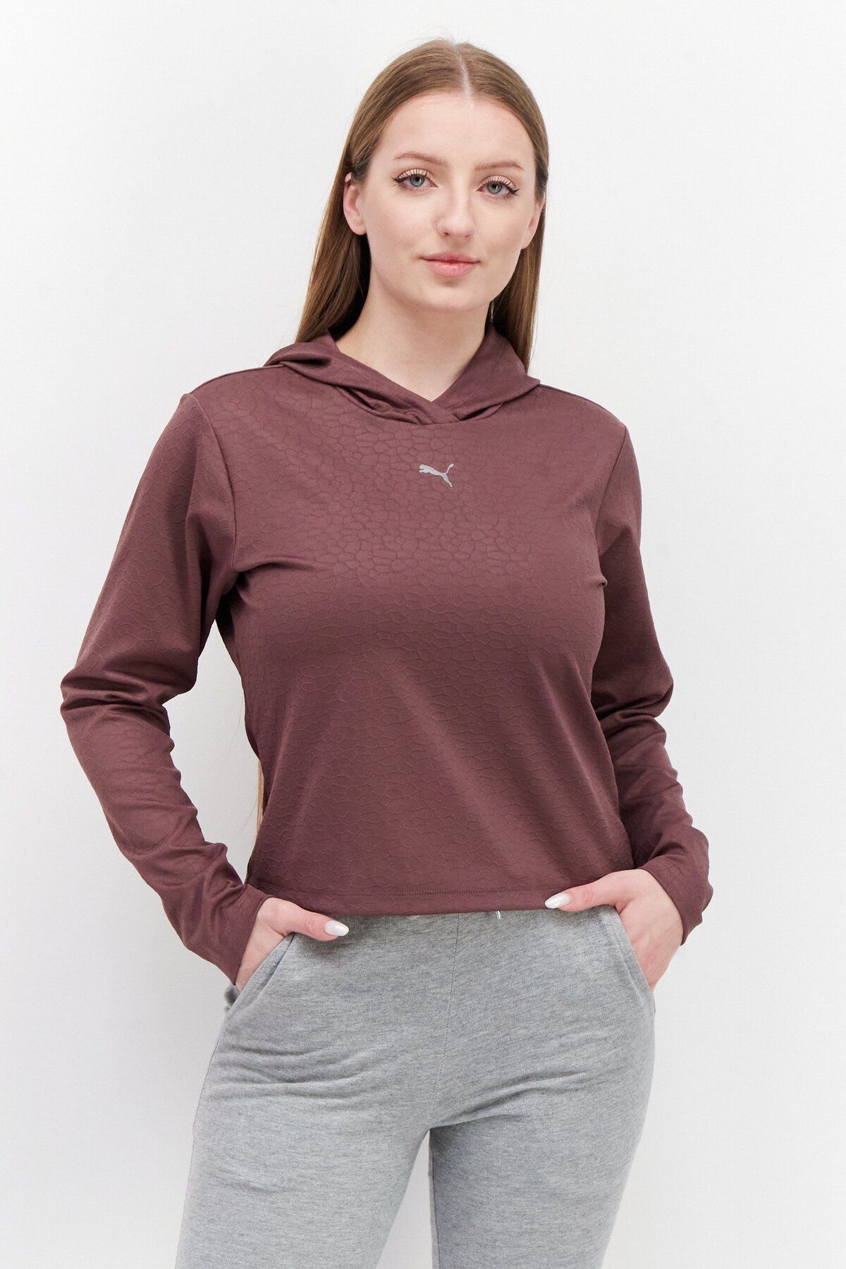 Puma-Women Sportswear Fit Training Sweatshirt, Dusty Plum 1