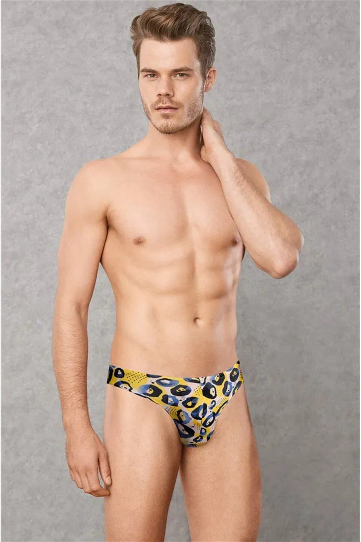 Doreanse-Blue Leopard Patterned Men's String - 1404 3